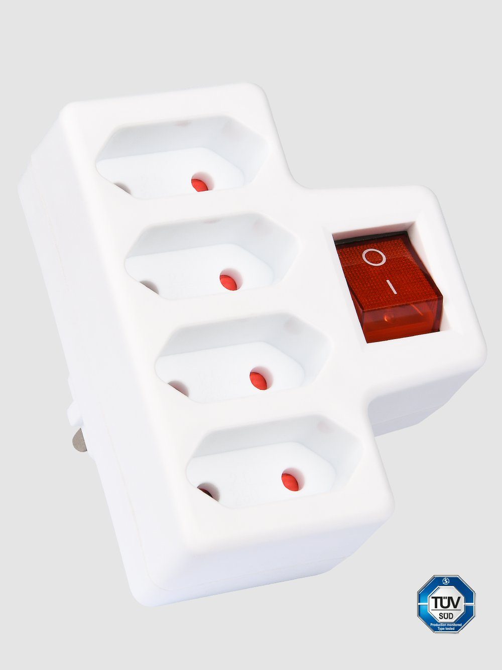 HEITECH Schaltbare Mehrfachsteckdose Steckdosenadapter 4-fach Kindersicherung Mehrfachsteckdose