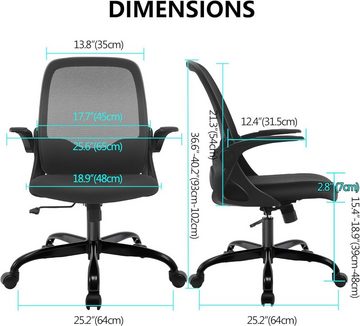 KERDOM Bürostuhl (Bürostuhl ergonomisch: Schreibtischstuhl mit verstellbarem Sitz), Bürostuhl, Ergonomischer Schreibtischstuhl mit klappbarer Armlehnen