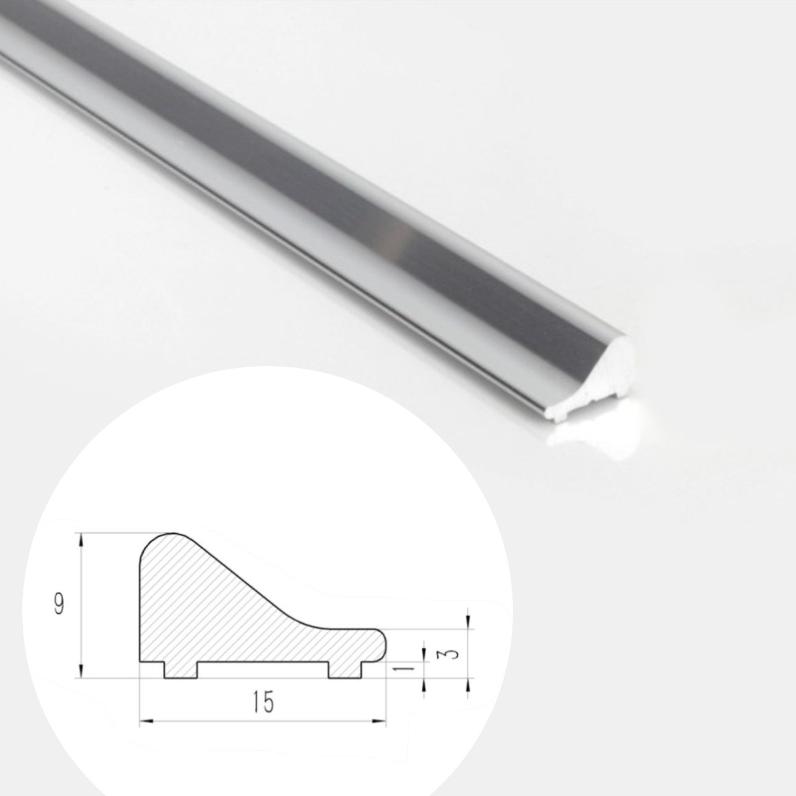 WITEN&NOCK Duschdichtung 100/120cm Aluminium Schwallleiste Schwallprofil Schwallschutzleiste, L: 100 cm, (1-St), Schwallschutz als Wasserabweiser für Duschkabinen, Dusche