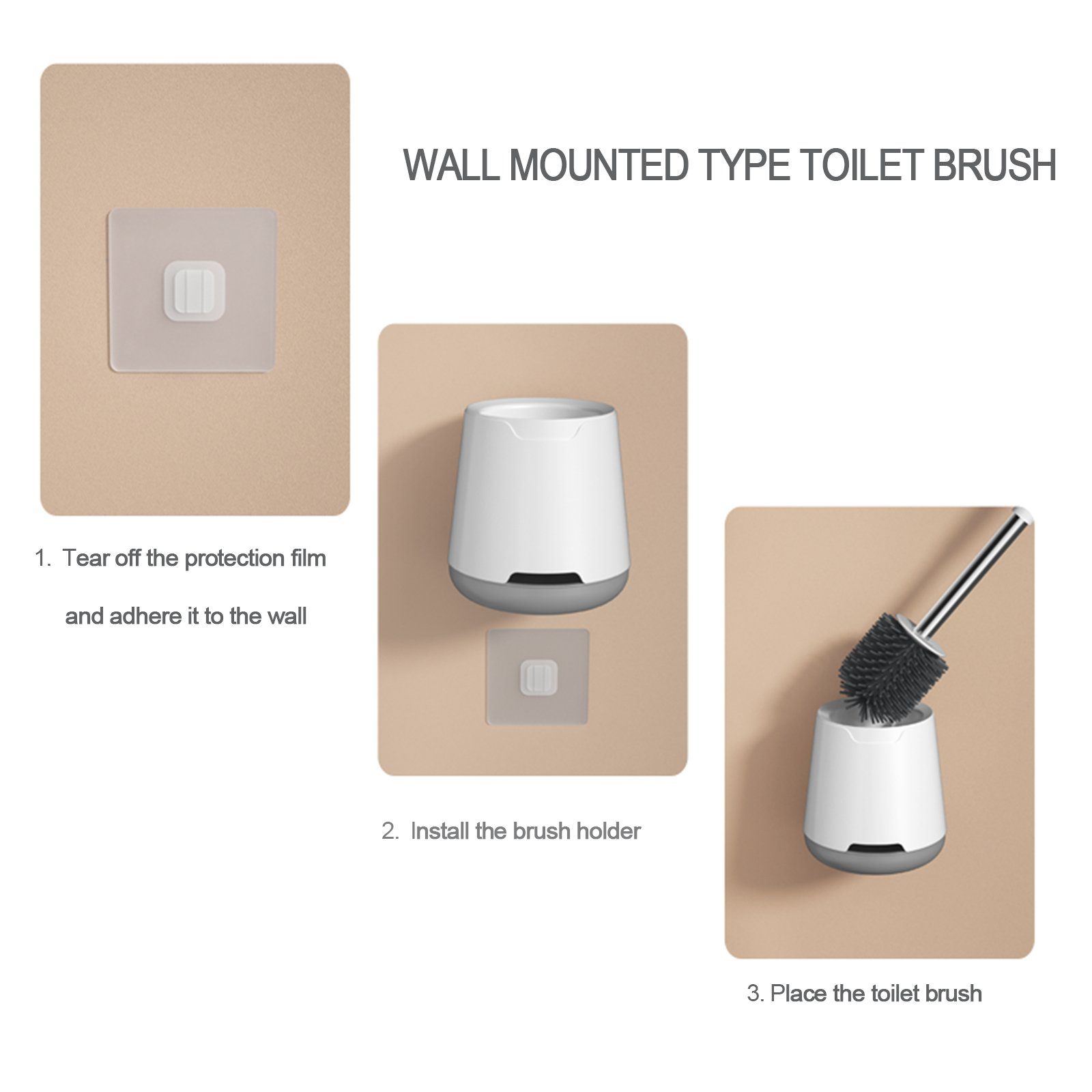 Black Marketplace WC-Garnitur Toilettenbürste, Silikon Bürste Behälter Halter mit und Weiss in WC