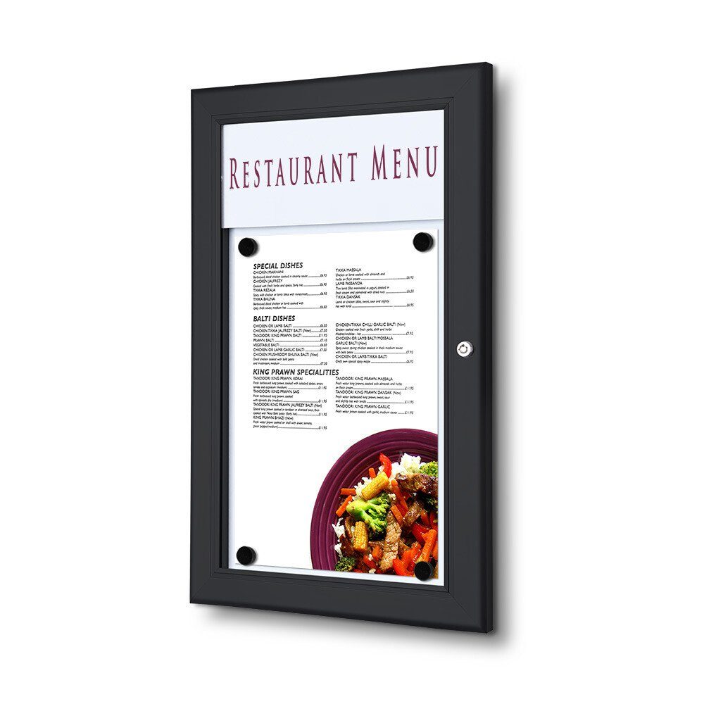 Hängevitrine Speisekartenhalter Outdoor - 1x DIN A4 - Aluminium / Stahl - Schwarz
