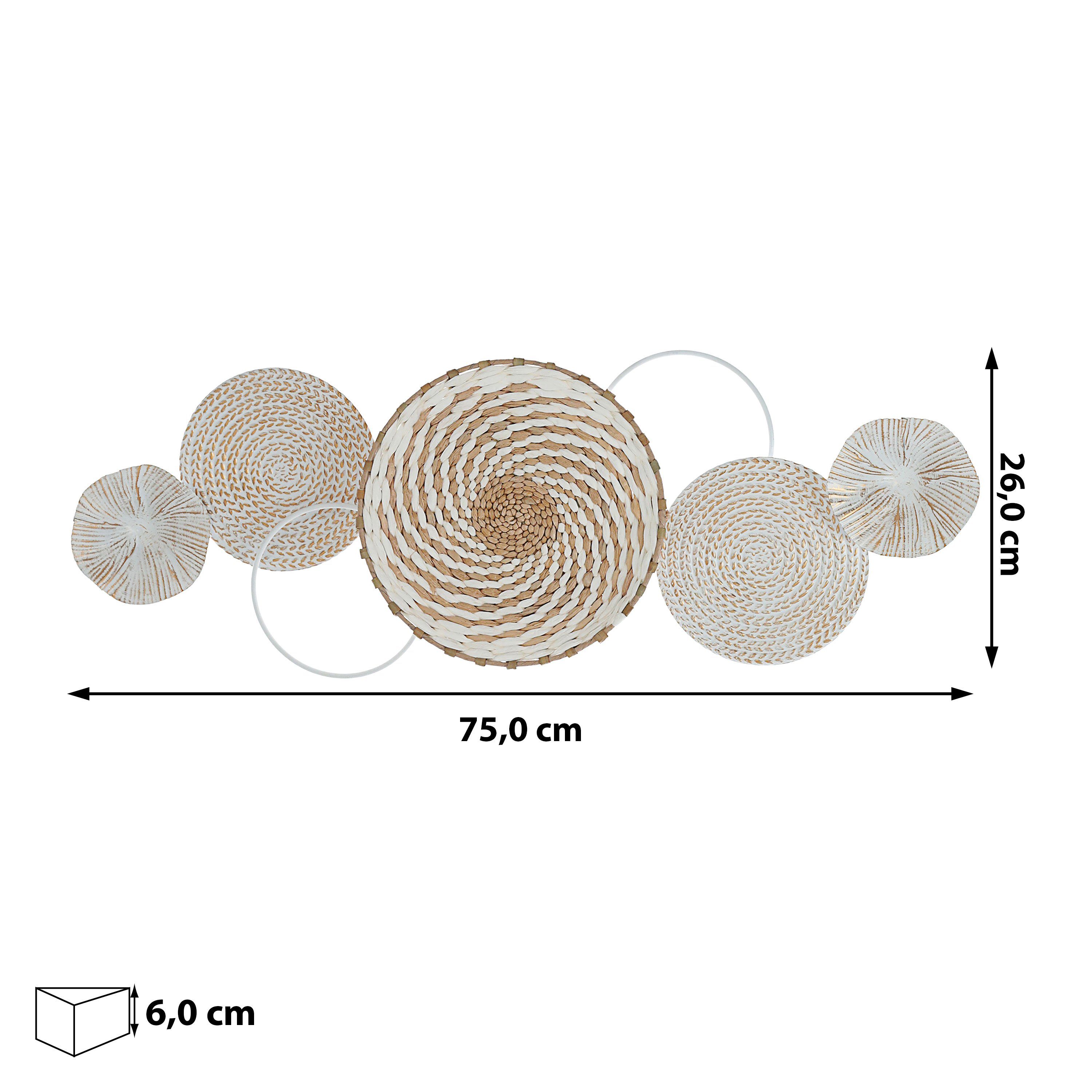 Wanddekoobjekt Wanddeko Kreise naturfarben Metall 75x26x6cm CEPEWA