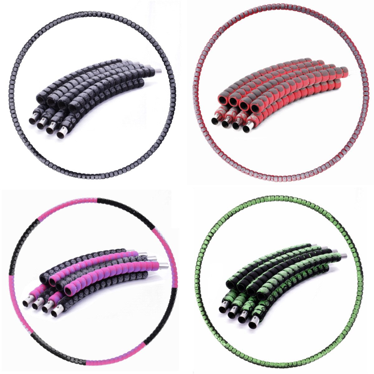 SHG Hula-Hoop-Reifen ֎ 10 Stück Hula Hoop Reifen 8 teilig bis 94 cm, 1.1 kg, Edelstahlkern