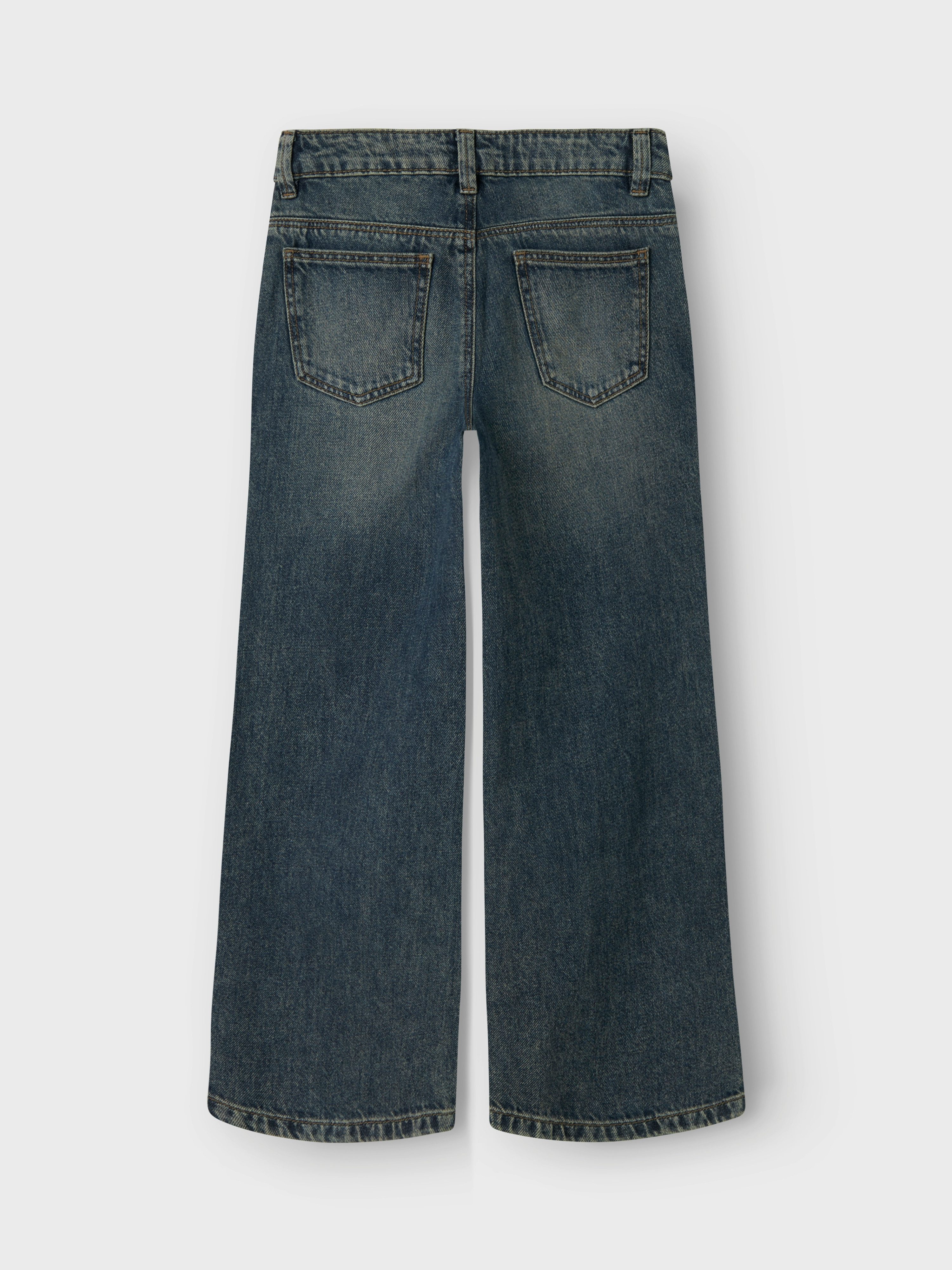 Name It Weite Jeans NKFROSE für Mädchen mit weitem Bein und klassischem Sitz normal, Denim, Abriebeffekte, Reißverschluss