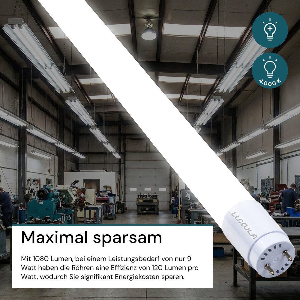 LUXULA LED-Leuchtmittel LUXULA T8-Röhre 9W 4000K Neutralweiß T8 LED Röhre Glas, G13, Neutralweiß