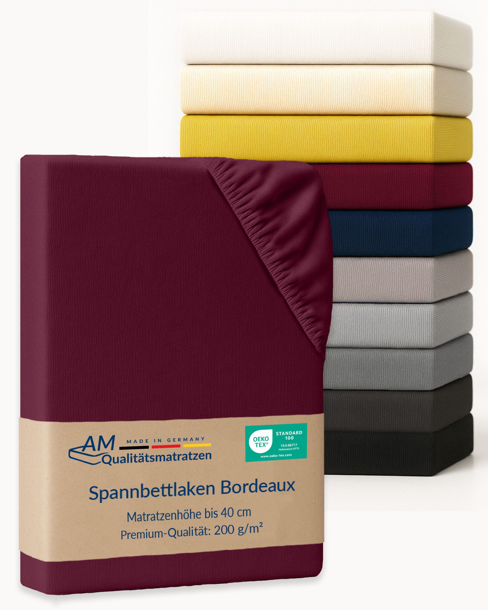 AM Qualitätsmatratzen Spannbettlaken Baumwolle in bordeaux, günstig online kaufen