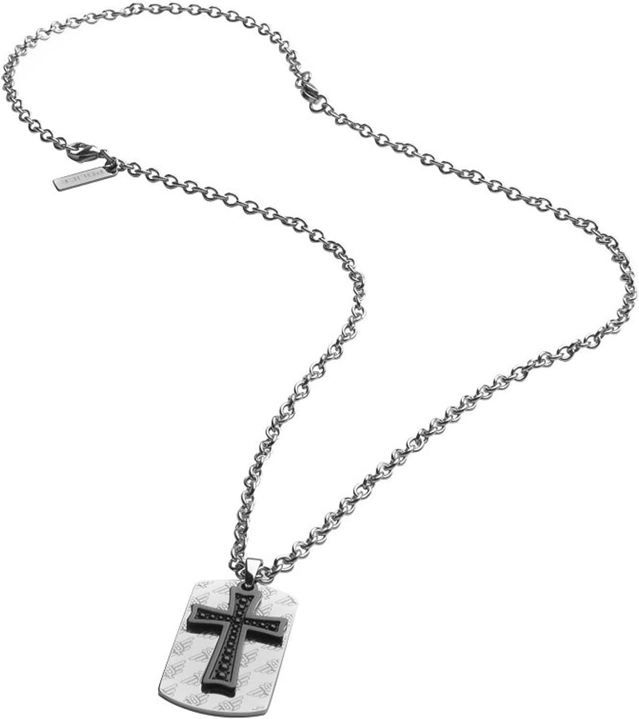 Police Edelstahlketten-Set Herren Halskette Kette Edelstahl mit Anhänger Kreuz 70 cm Police