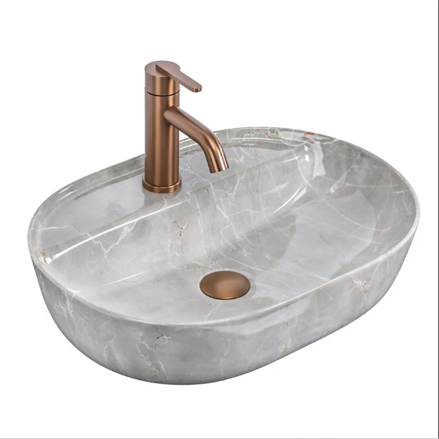 wohnwerk.idee Aufsatzwaschbecken Aufsatzwaschbecken Aura 51 aus Sanitärkeramik, Hochglanz-Oberfläche, langlebige Sanitärkeramik