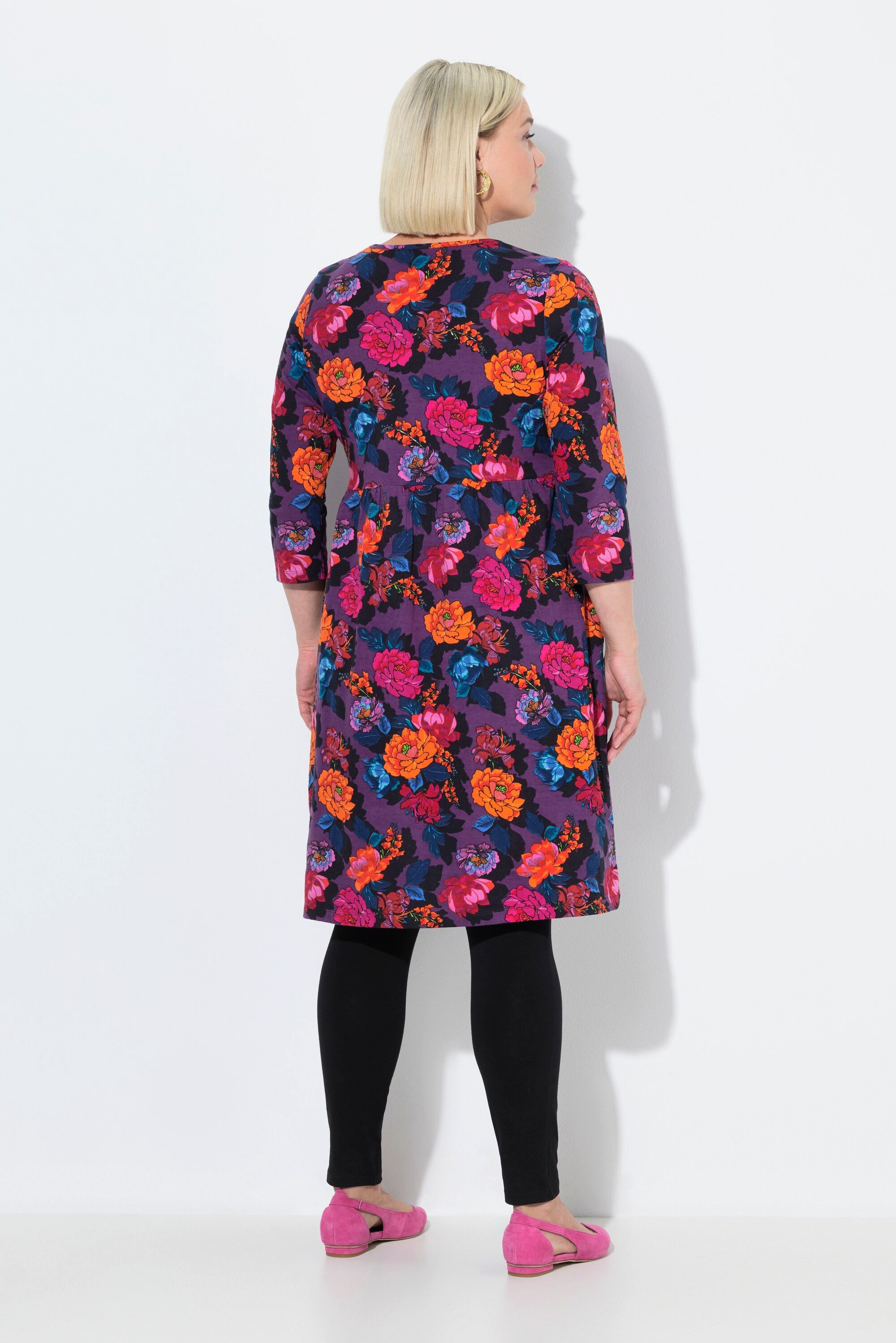 Ulla Popken Jerseykleid Jerseykleid A-Linie Carré-Ausschnitt günstig online kaufen