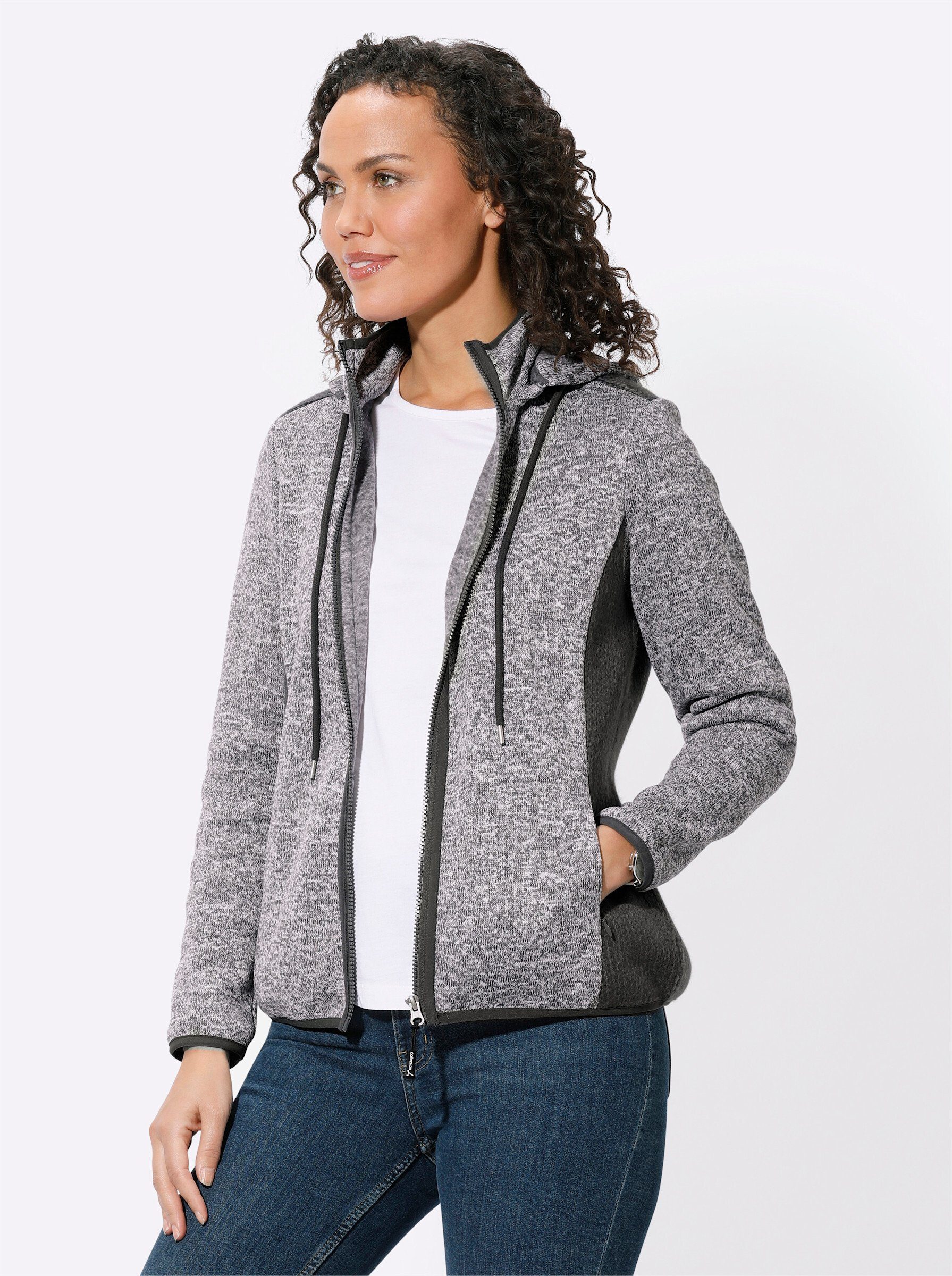 Fleecejacke Strickfleece-Jacke Langarm
