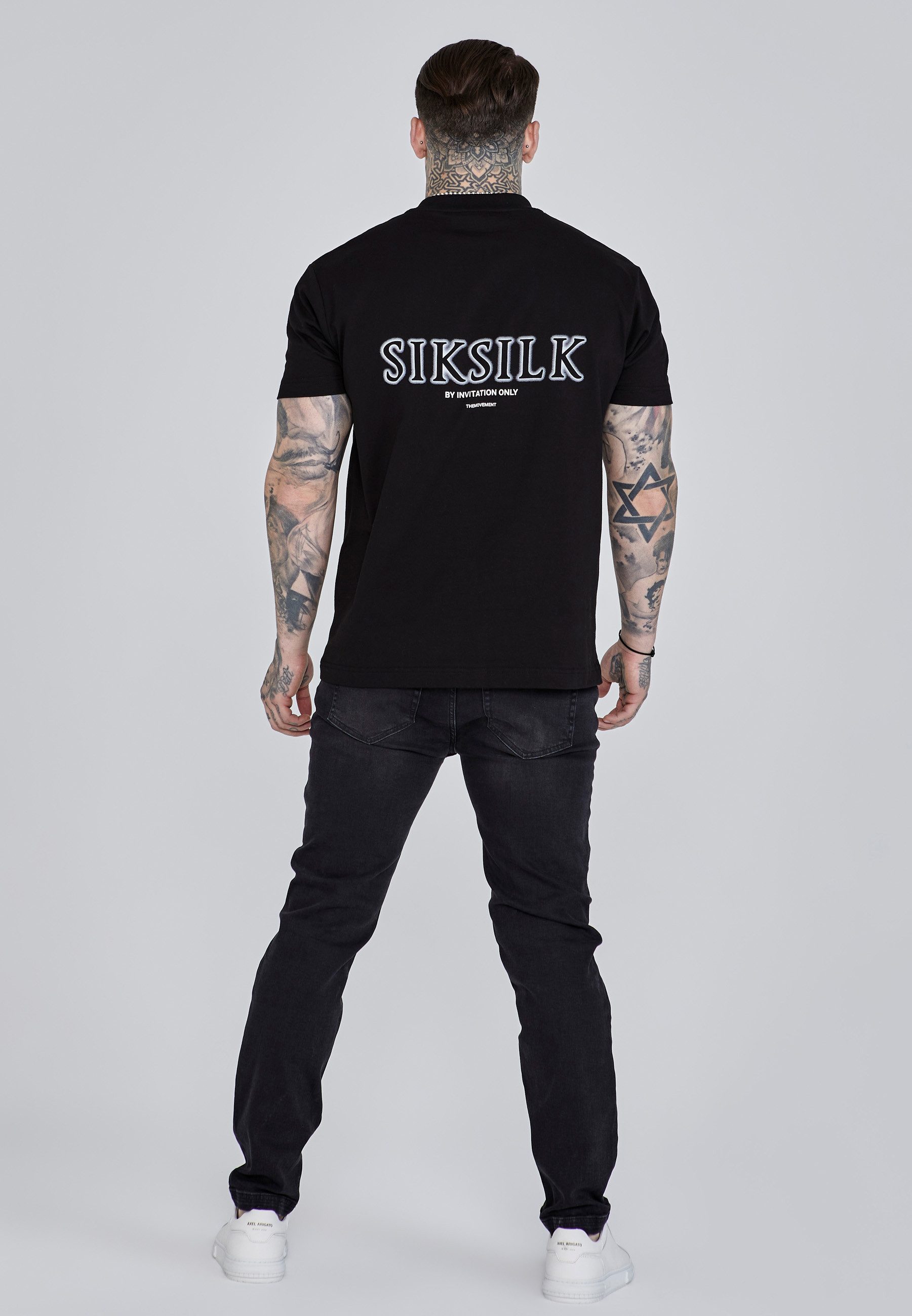 Siksilk Slim-fit-Jeans SikSilk Herren Schwarze Distressed Slim Fit Jeans