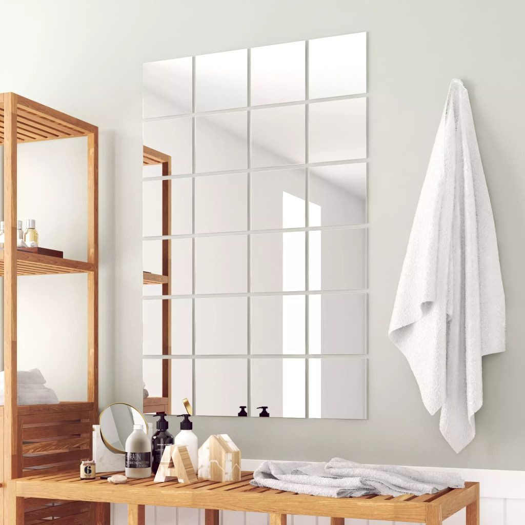 vidaXL Spiegel NA 24-tlg Spiegelfliesen-Set Quadratisch Glas