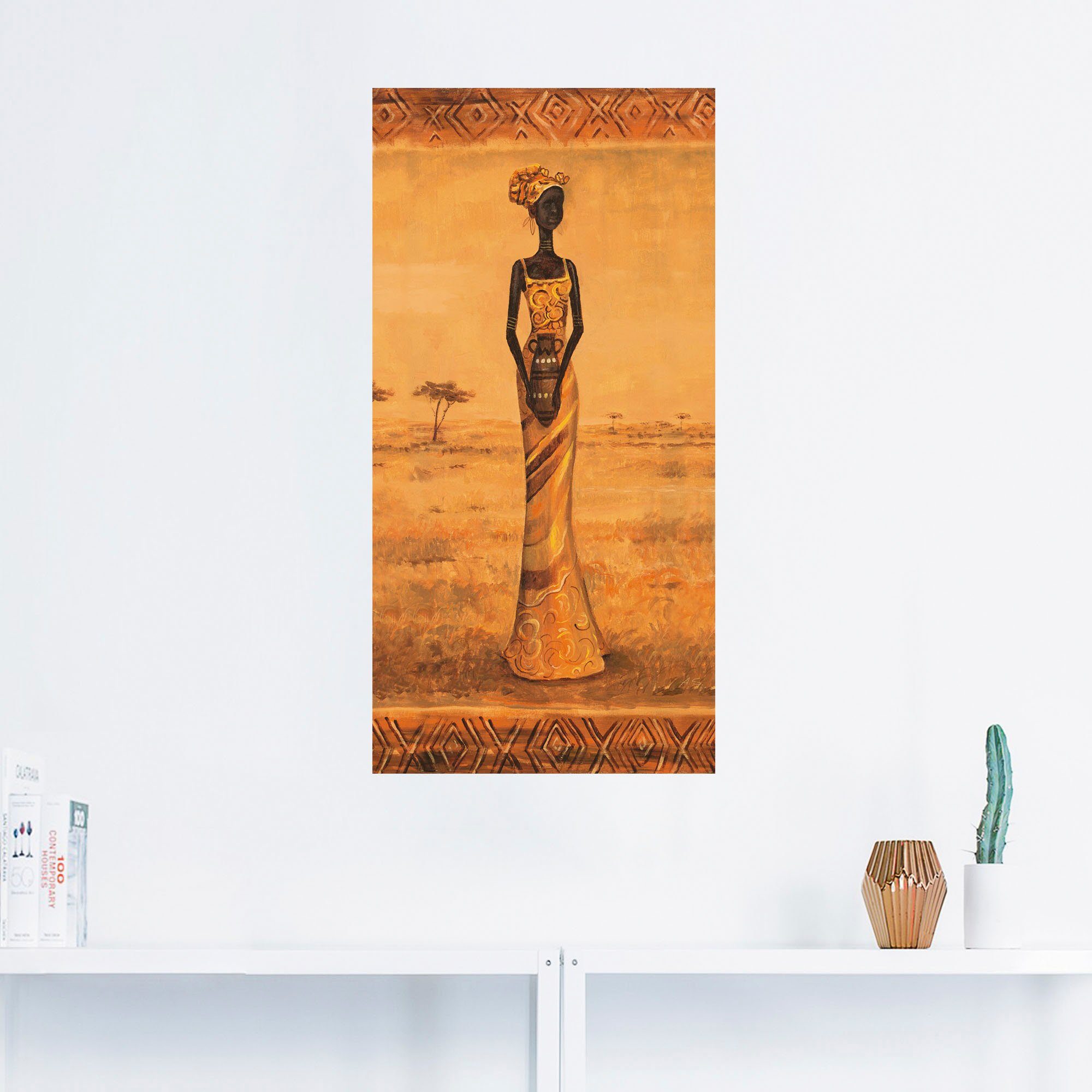 Artland als Leinwandbild, Poster Wandaufkleber Größen Eleganz in St), Alubild, Afrikanische Frau oder II, (1 Wandbild versch.
