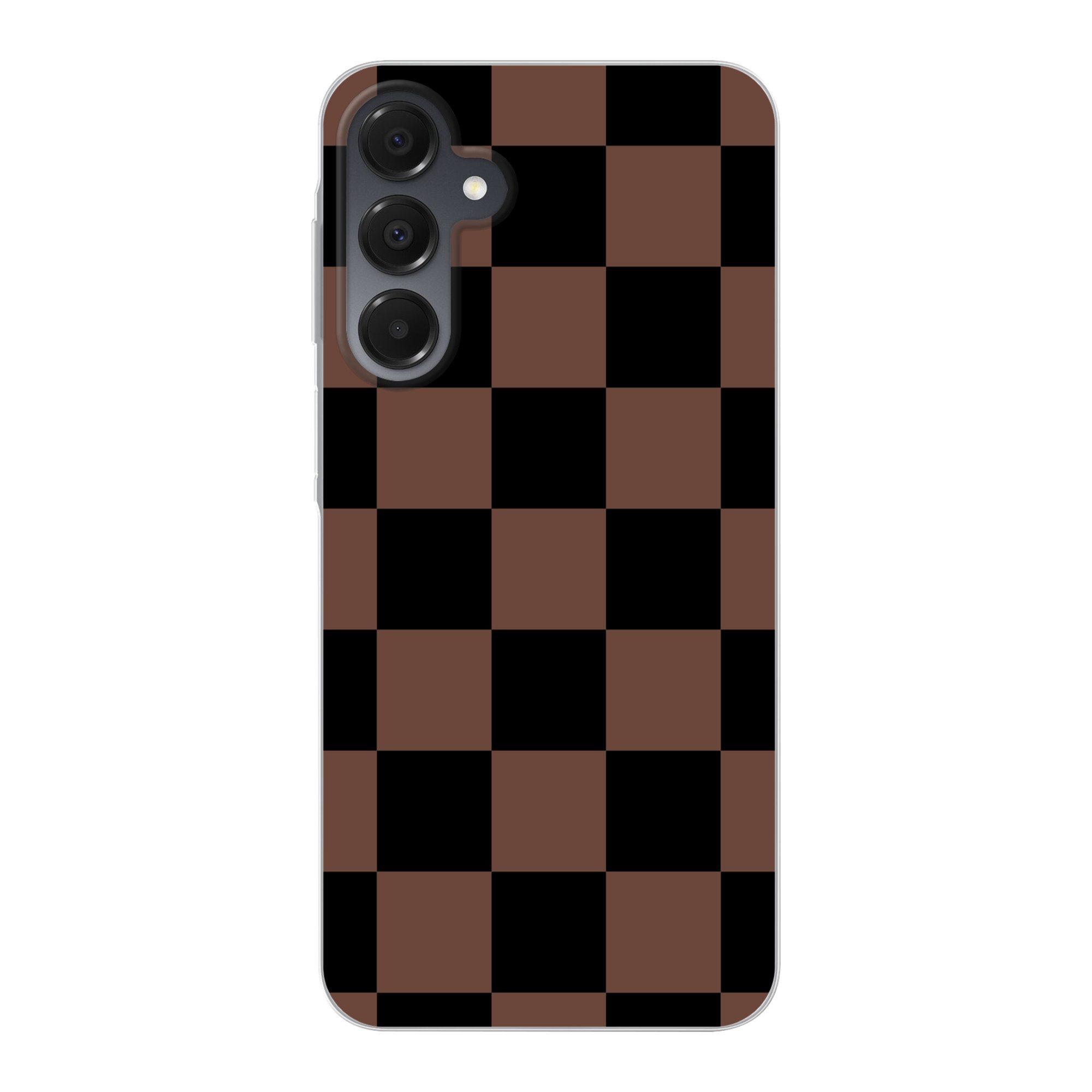 MuchoWow Handyhülle für Samsung Galaxy A16 5G Schachbrettmuster - Braun - Schwarz - Blöcke, Phone Case, Silikon, Schutzhülle Dünn