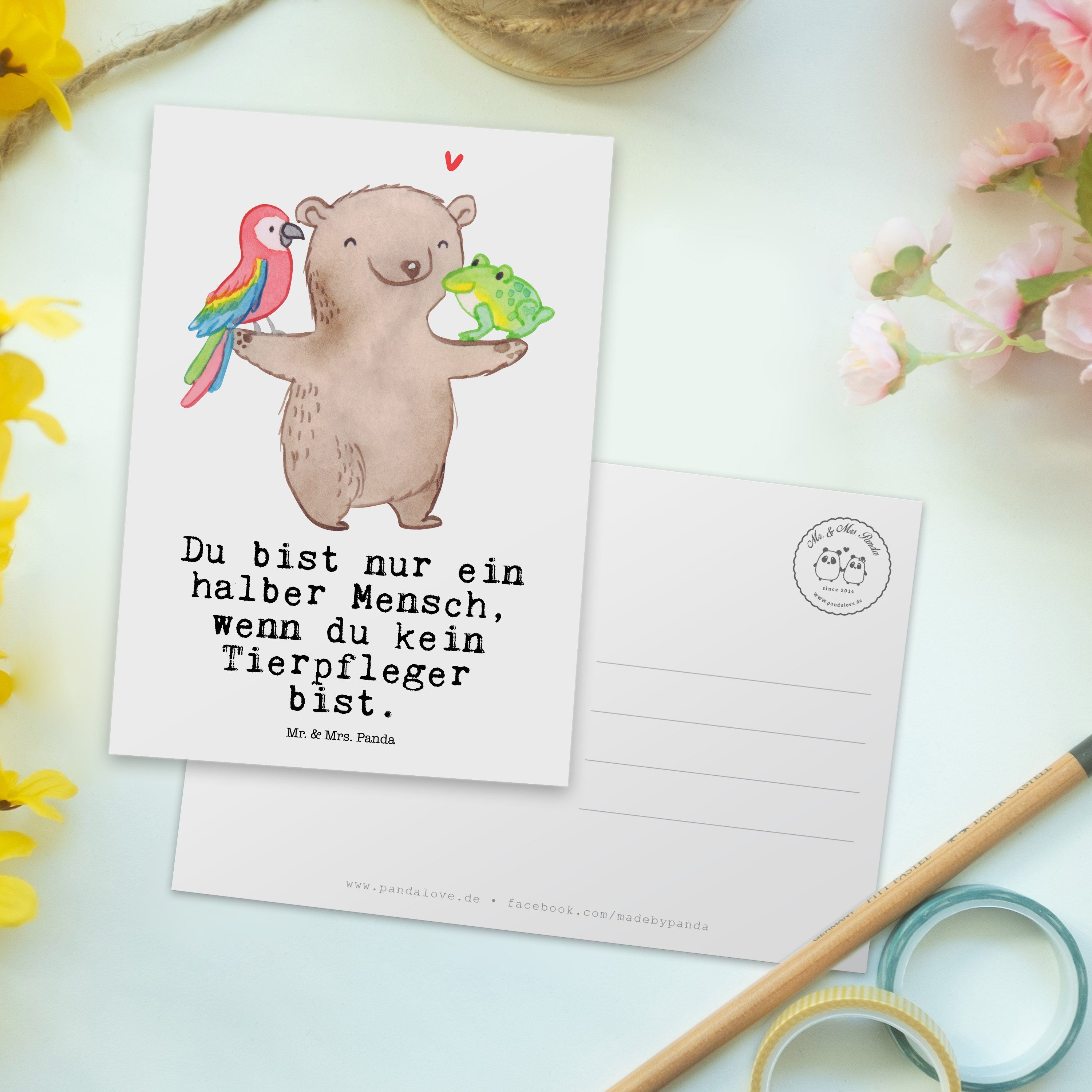 Weiß Geschenkkarte, mit - Ausbildung, Da Mrs. Mr. - Geschenk, Tierpfleger Postkarte Panda Herz &