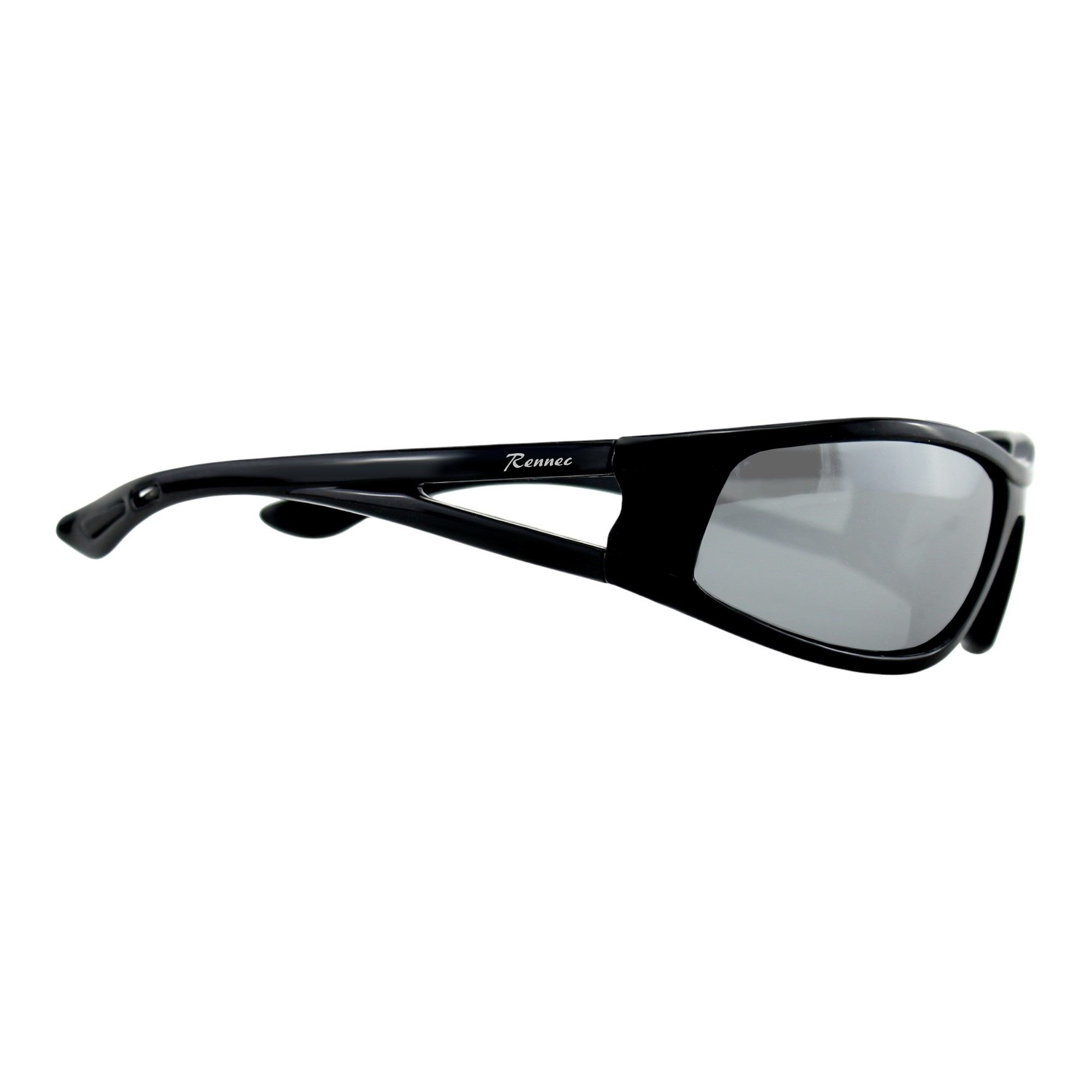 Rennec Sonnenbrille (Sportbrille Herren Angelbrille Polbrille Leichtgewicht mit Hardcase) Sport Sonnenbrille Polarisiert Schwarz Getönt oder Farbig Verspiegelt