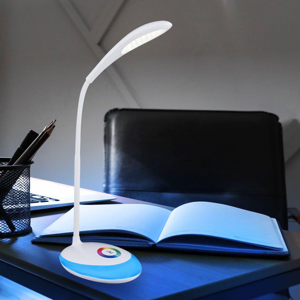 Dimmer LED-Leuchtmittel Nacht Neutralweiß, Leuchte Schreibtischlampe, LED Schreib Tisch fest Globo verstellbar Farbwechsel, verbaut, RGB Touch
