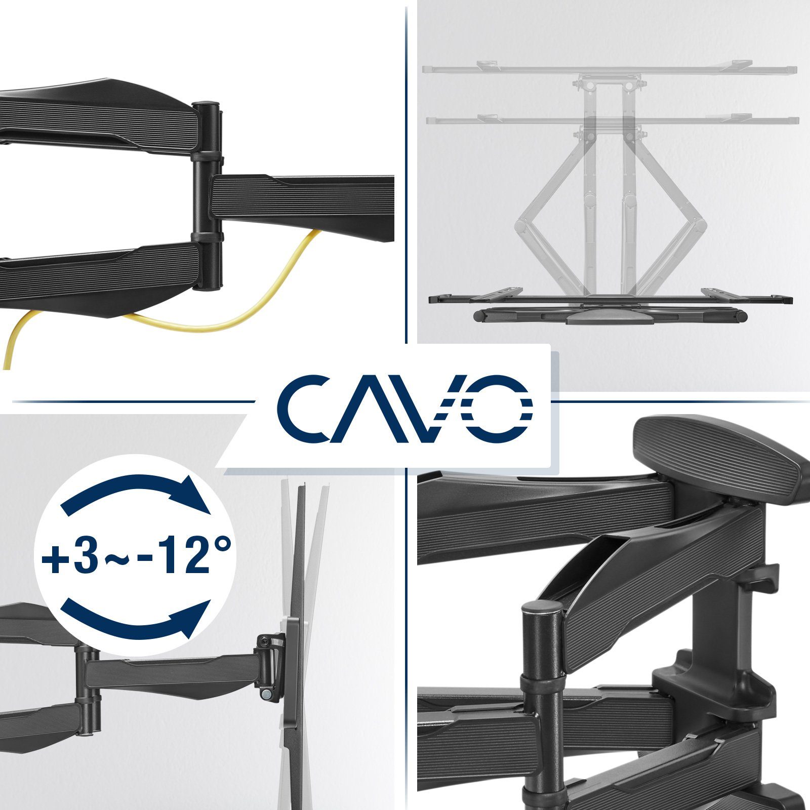 CAVO TV-Wandhalterung neigbar schwenkbar für 37-80 Zoll Flach & Curved Fernseher, (bis 80 Zoll, bis 45 kg, max. VESA 600x400 mm)