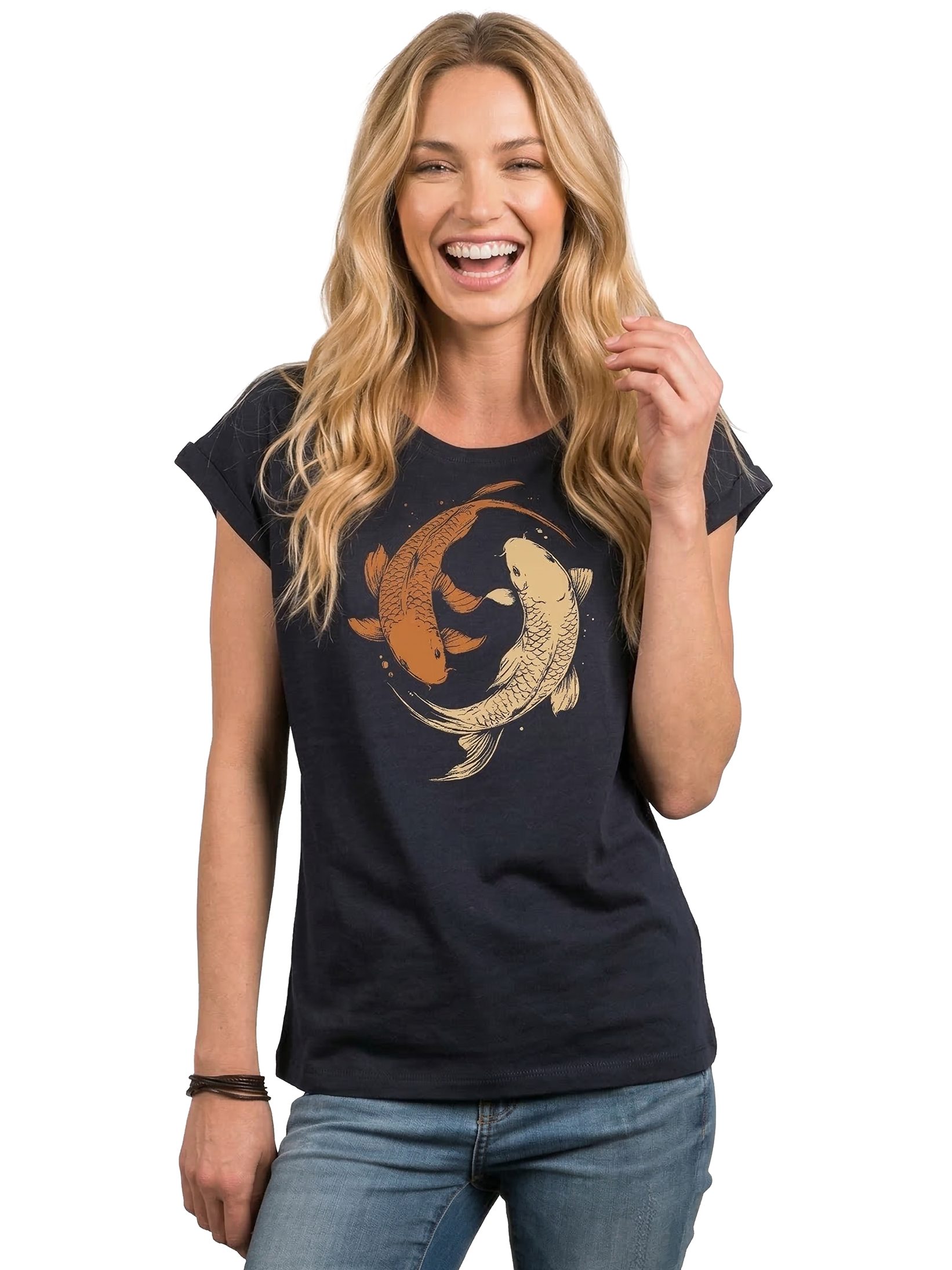 MAKAYA Yogashirt Damen Yin Yang Meditation Relax Shirt Hippie Outfit GYM Top (Schwarz, Blau, Grau, 34, 36, 38, 40, 42, 44, 46, 48, 50) Baumwolle