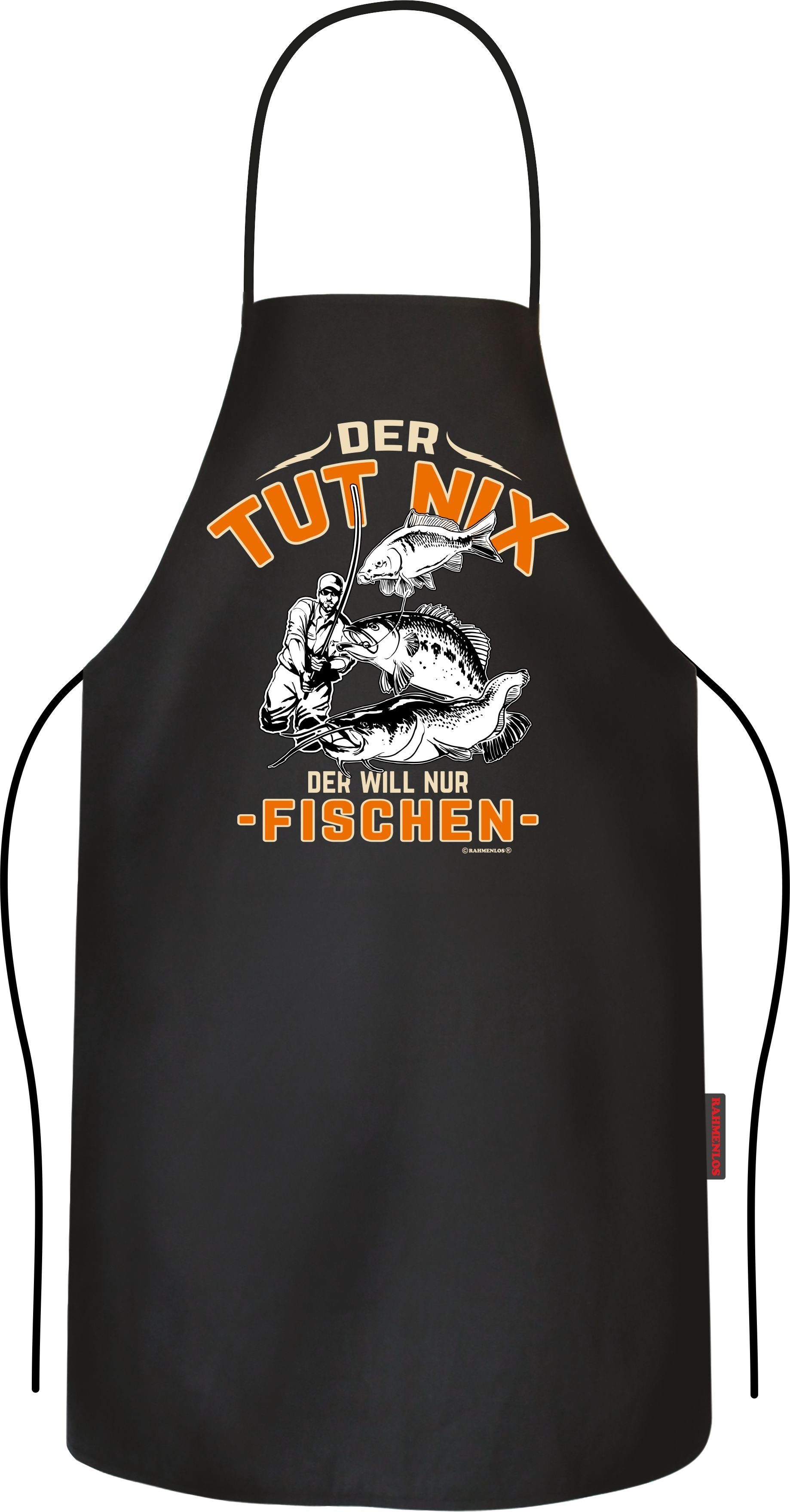 Grillschürze Kochschürze Küchenschürze für den Angler und Fischer: der tut nix