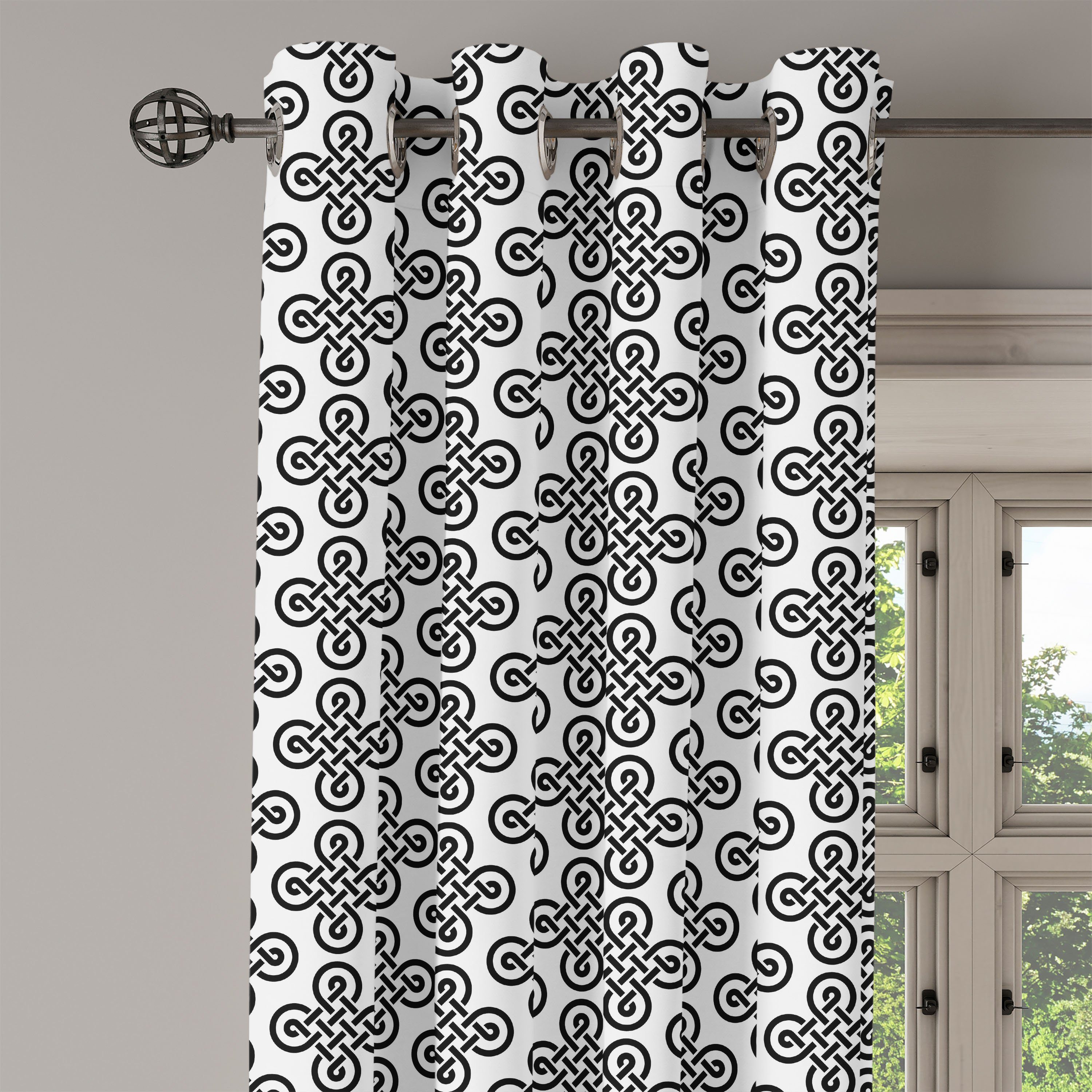 Abakuhaus, für Dekorative Old-Fashion-Knoten-Motive Schlafzimmer Wohnzimmer, Gardine 2-Panel-Fenstervorhänge irisch