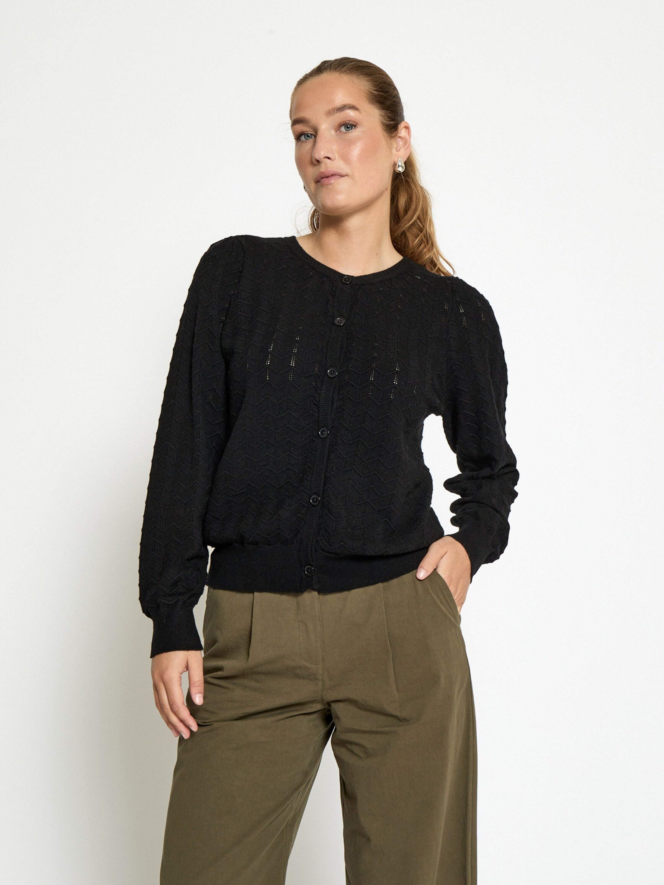 PEPPERCORN Strickjacke Rosy (1-tlg) Drapiert/gerafft