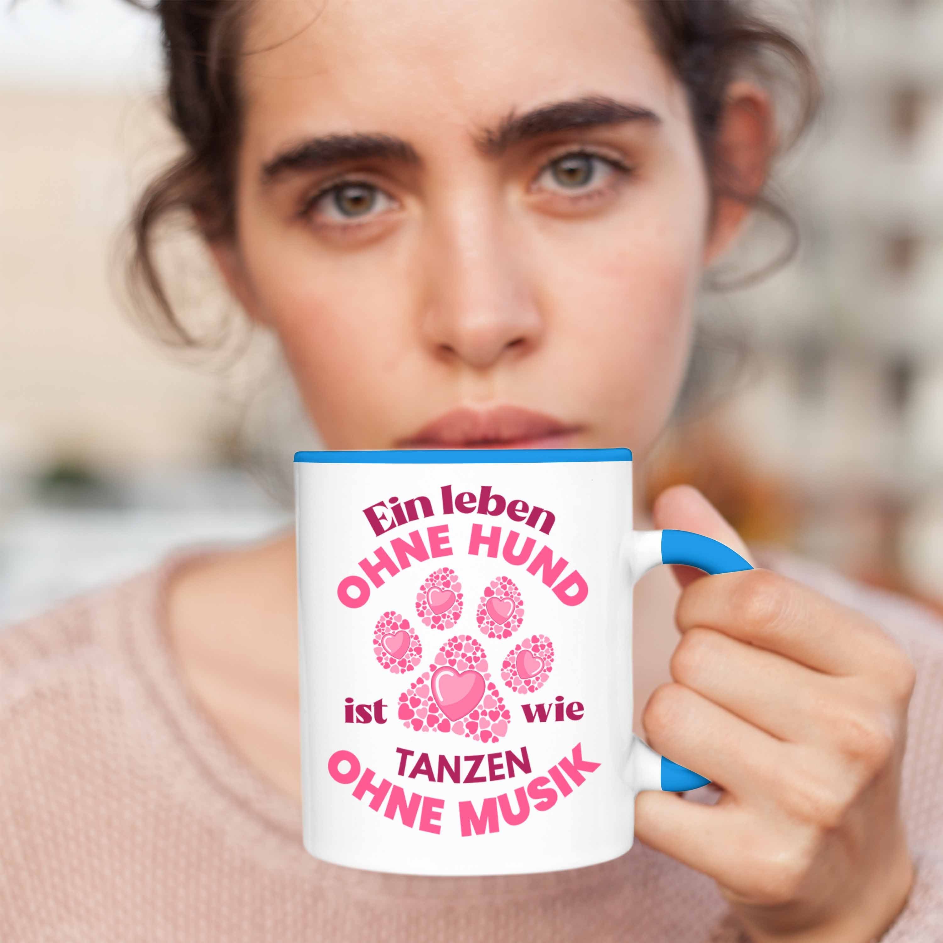 Geschenk Hunde-Mama Trendation Trendation Tasse Tasse Becher Kaffeetasse Hundebesitzerin - Geschenkidee Blau Hundemami Frauen