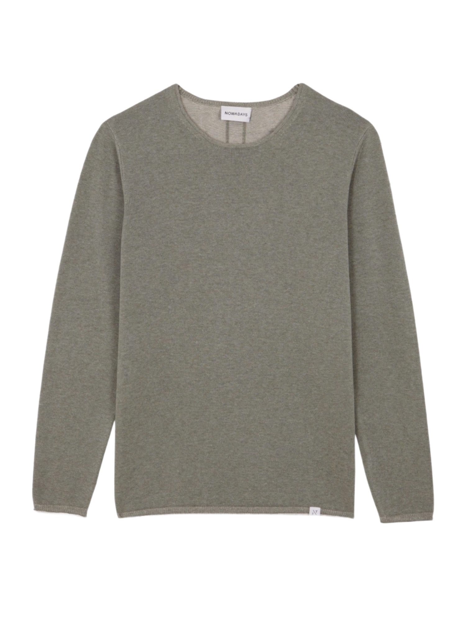 NOWADAYS Strickpullover grau,Casual,Baumwolle,Unifarben,Rundhals,Lang,Regular Fit