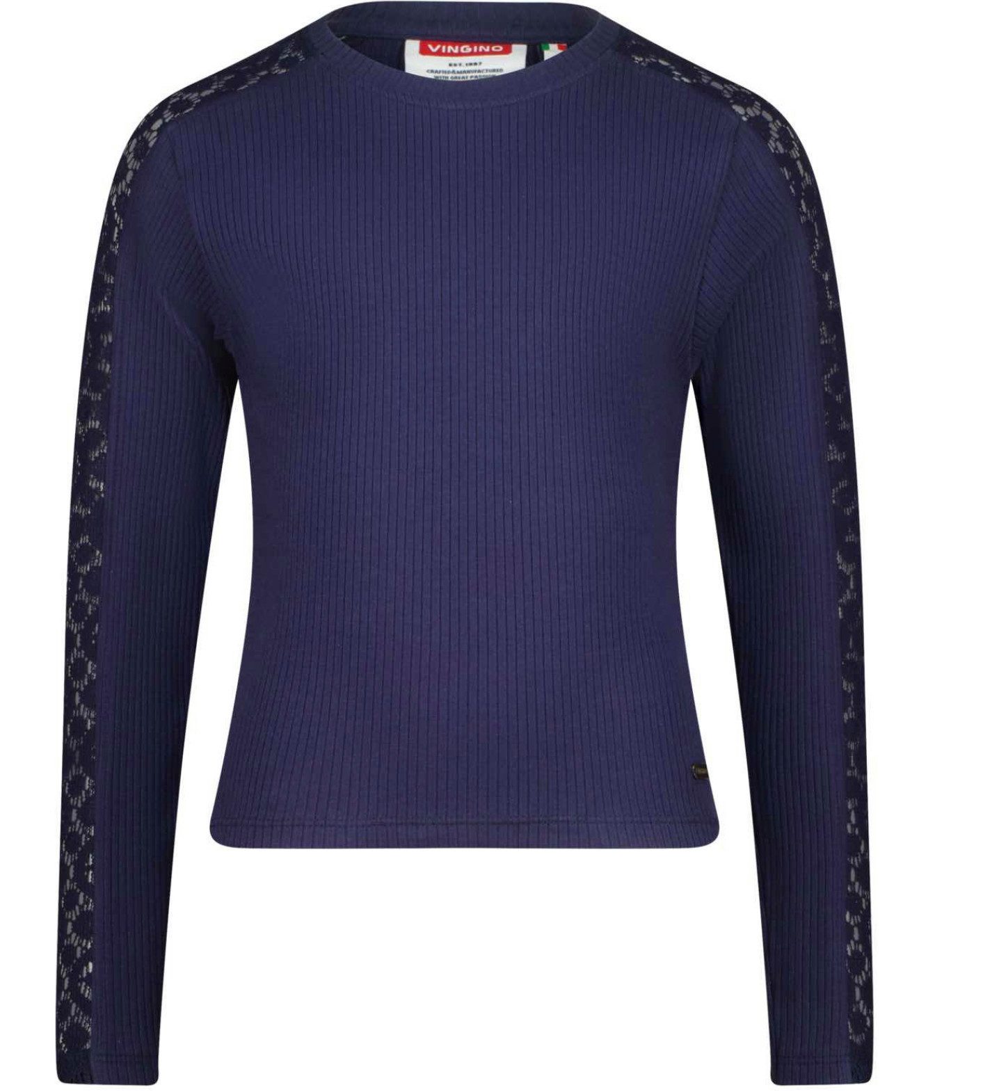 Vingino Langarmshirt Vingino Mädchen Langarmshirt in Rippoptik mit Spitzenstreifen