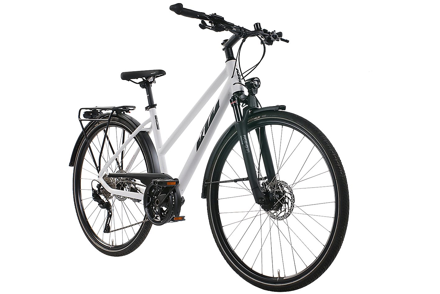 KTM Trekking Bike KTM Veneto Light Disc Women's Trapezoid White 2024, 30-speed Shimano Deore XT T8000-10 SGS shadow, derailleur gears