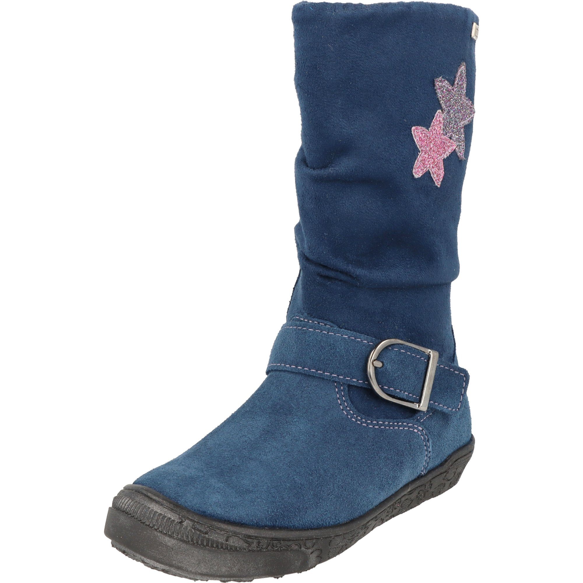 Mädchen Schuhe Leder Tex Stiefel 4152-456-6811 gefüttert Blau Sterne Winterstiefel