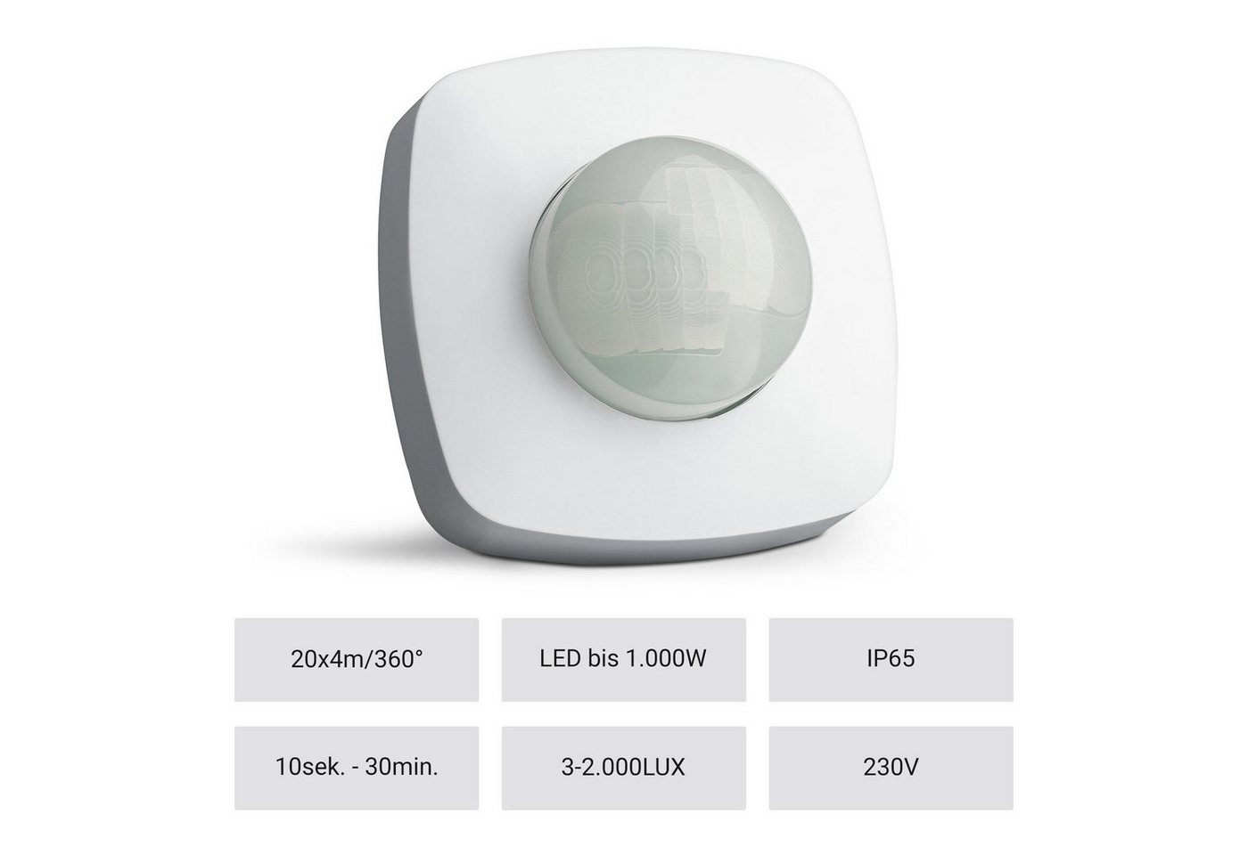 Thumbnail - SEBSON Bewegungsmelder Bewegungsmelder Aussen IP65 Aufputz programmierbar LED geeignet, (1-St)