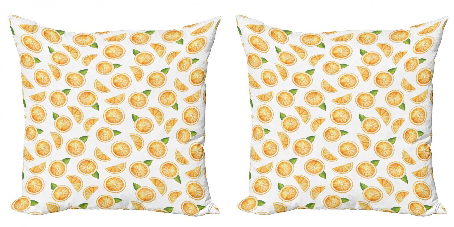 Accent Stück), Modern Doppelseitiger Aquarell (2 Abakuhaus Fruchtscheiben Kissenbezüge Orange Digitaldruck,