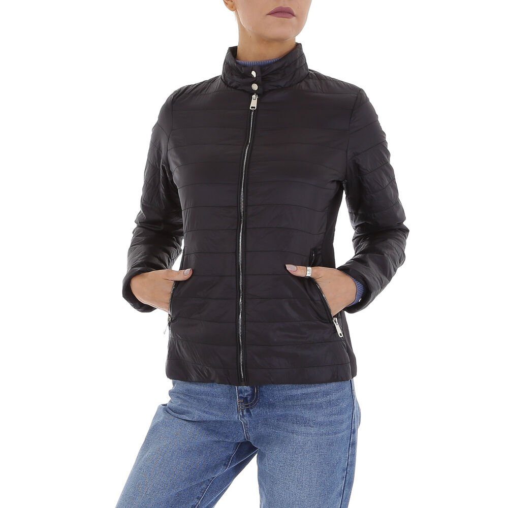 Ital-Design Steppjacke Damen Freizeit (82066483) Leicht gefüttert Übergangsjack in Schwarz