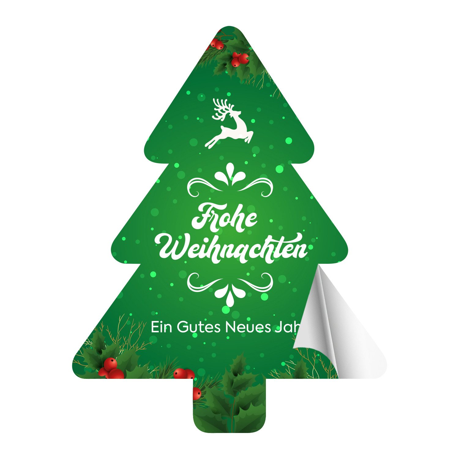 PrintGoing Aufkleber Frohe Weihnachten Aufkleber, selbstklebend und bunt, 60 Stück, Bunte Weihnachtsmotive, 10 verschiedene Muster, 60 Stück