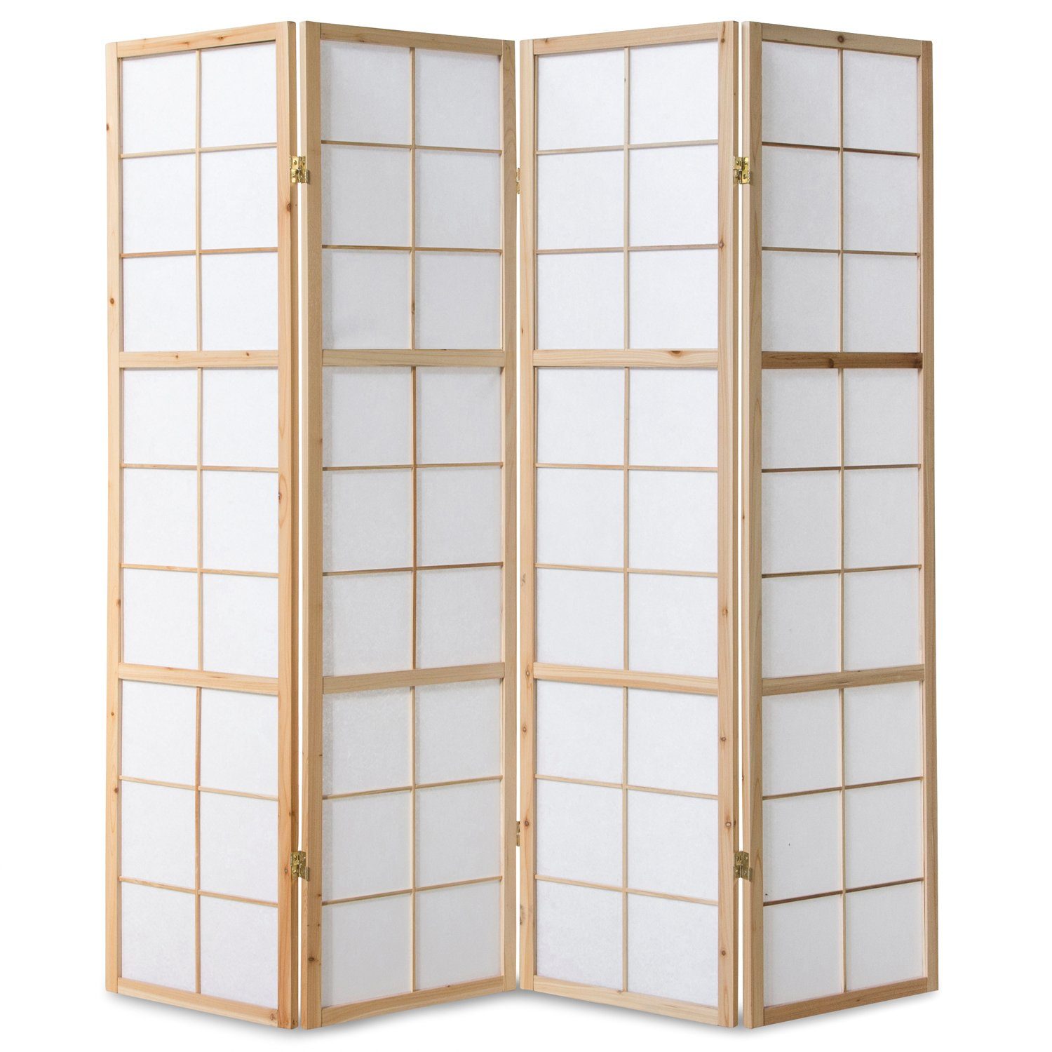Homestyle4u Paravent Holz Raumteiler Trennwand Shoji in Weiß Sichtschutz Indoor faltbar