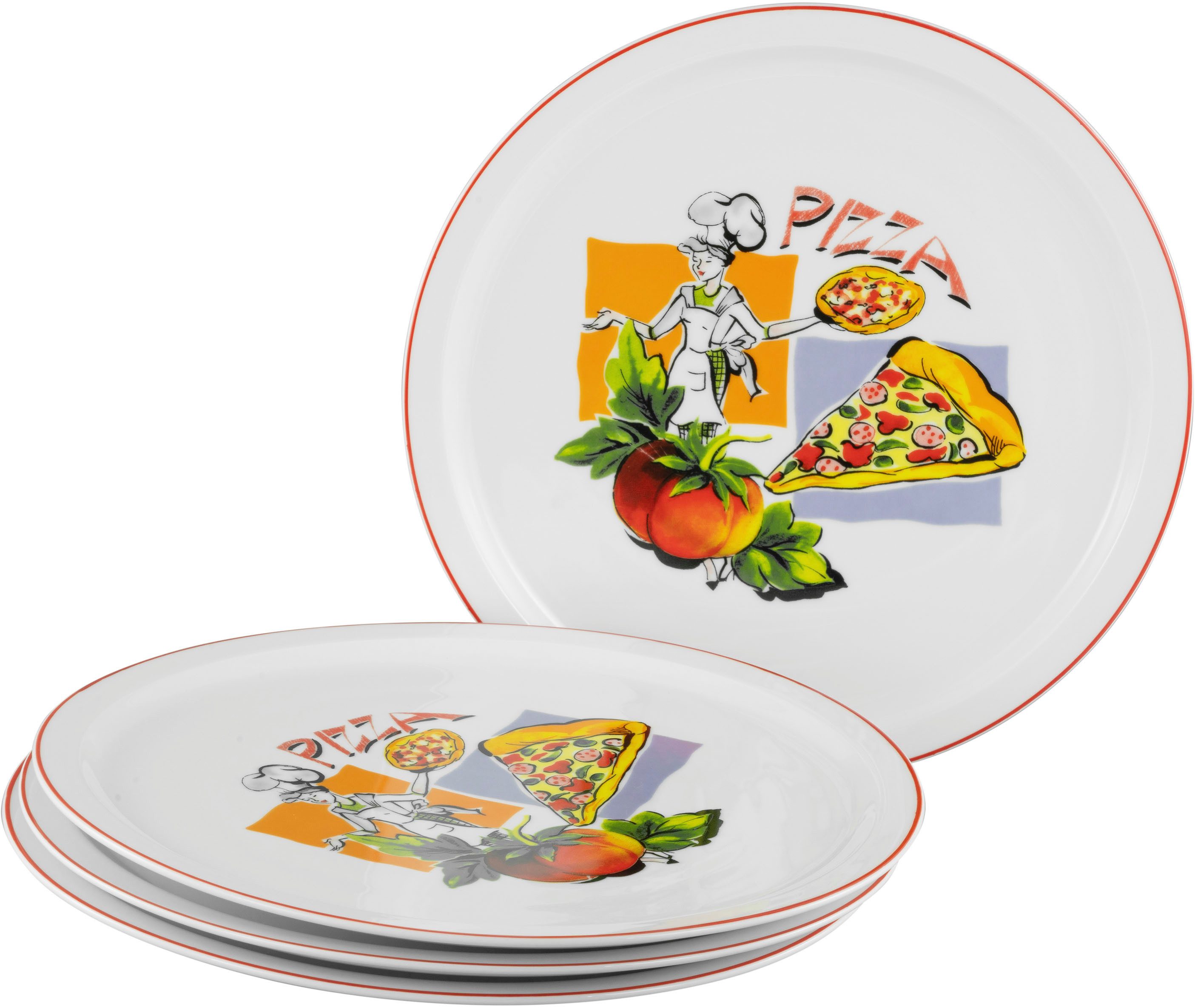 CreaTable Pizzateller Milano Sofia, Teller-Set, 4-tlg., (4 St), Vielseitig einsetzbar, Europäische Qualität