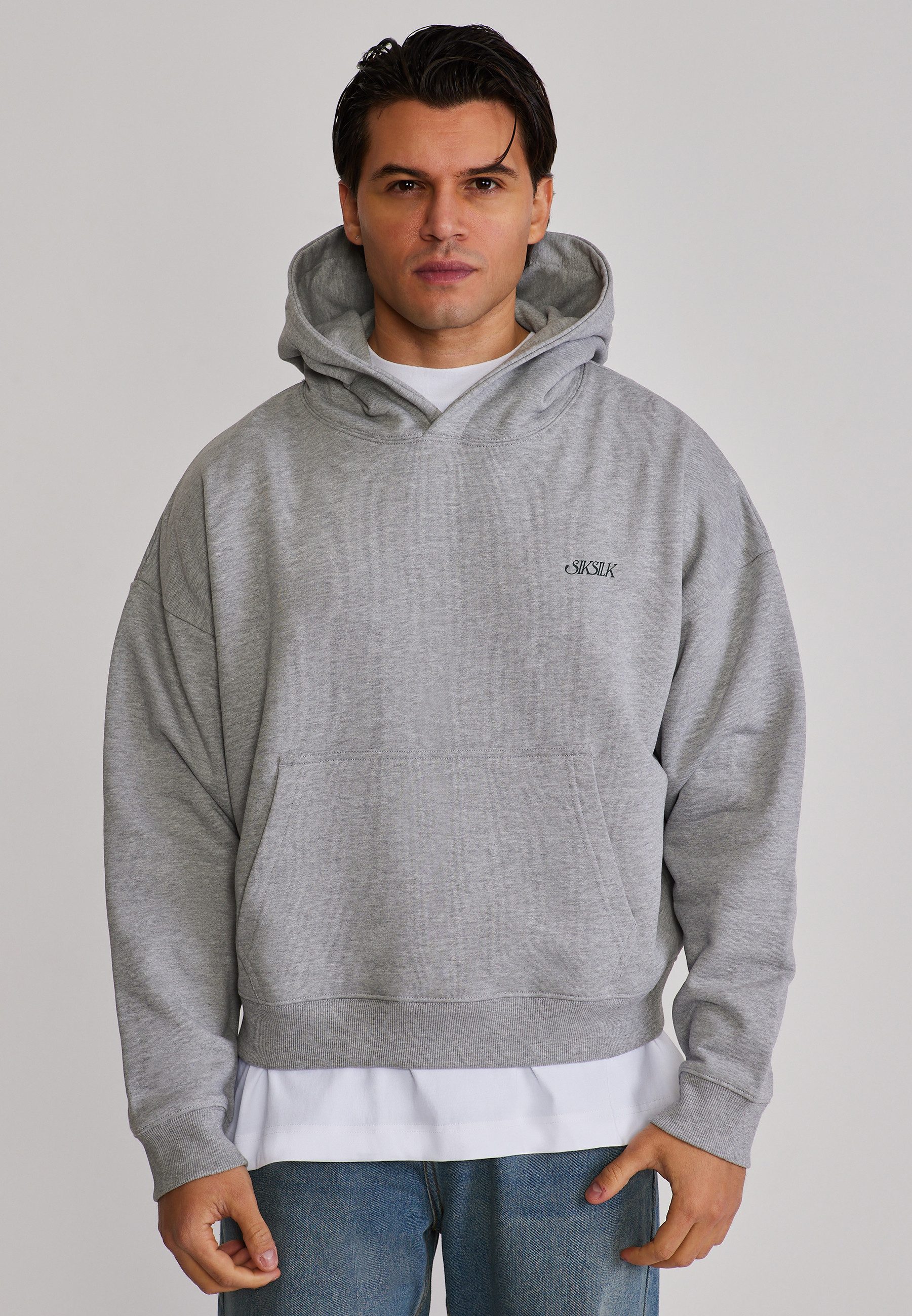 Siksilk Hoodie SikSilk Herren Grau Marl Graphic Hoodie