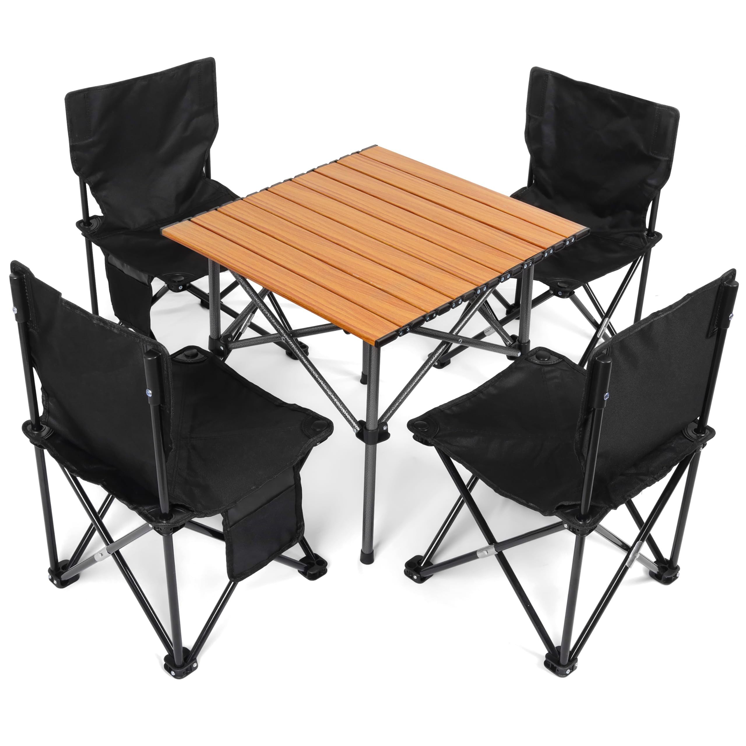 Campingtisch Belle Vous (5-teiliges) Schwarzes Klapptisch Camping Stuhl Set -