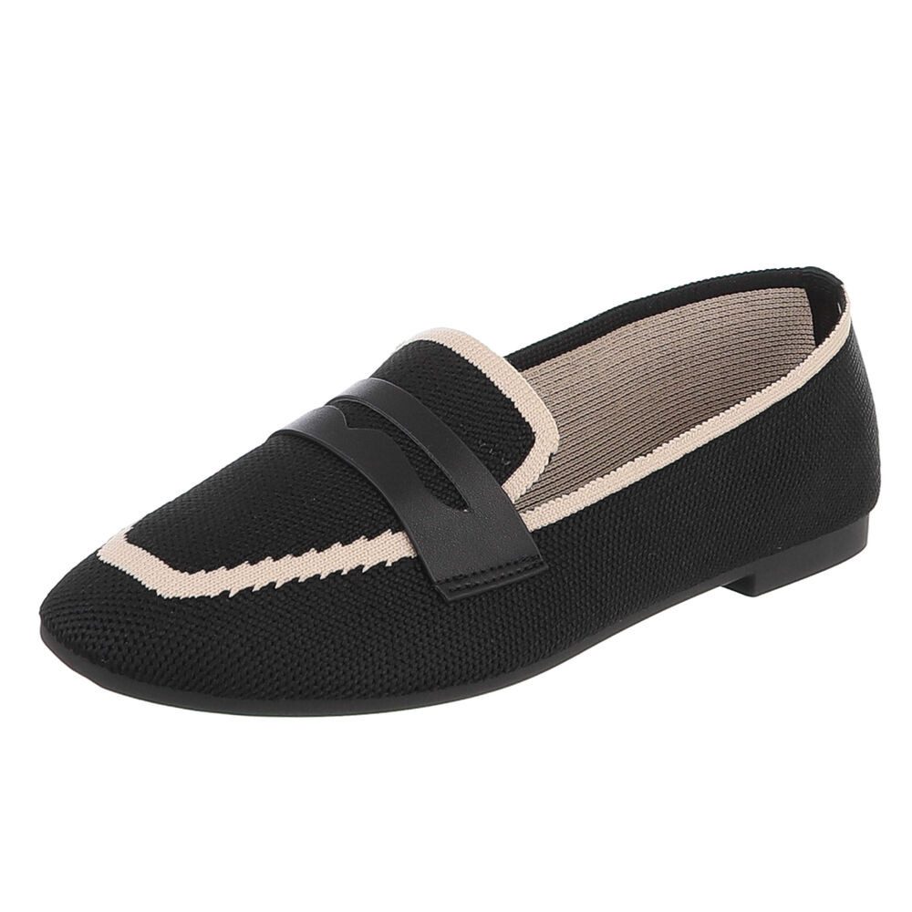 Ital-Design Damen Slipper mit elastischem Einstieg, Freizeit Slipper (91849175) Blockabsatz Mokassins in Schwarz
