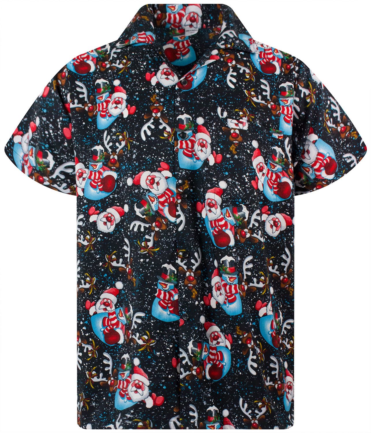 King Kameha Hawaiihemd Christmas Snowflakes Funky Hawaii-Hemd Kurzarm Front günstig online kaufen