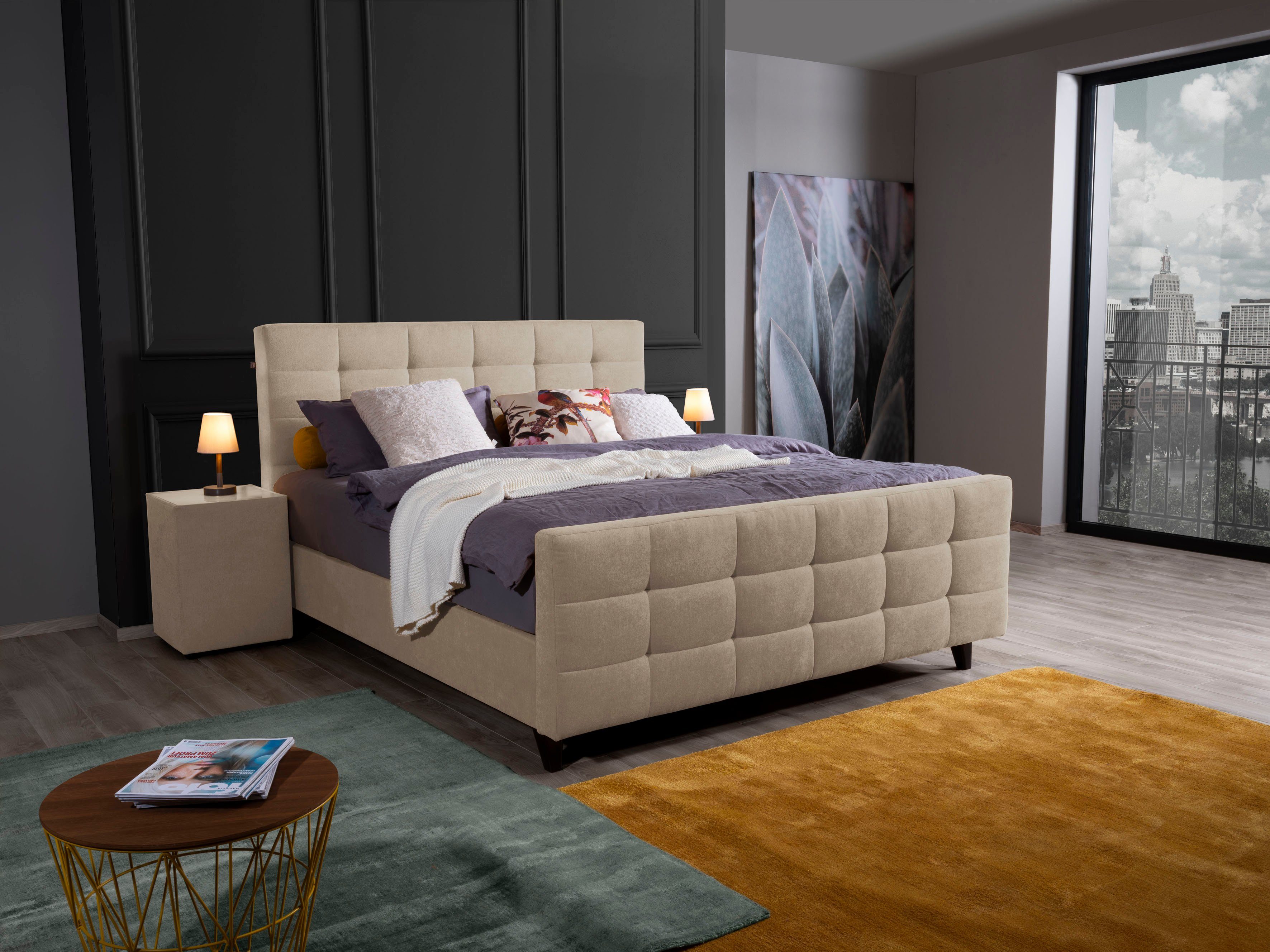 alina Boxspringbett Dory, inklusive Matratze und Topper, mit Fußteil