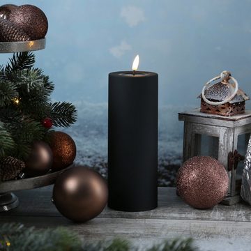Deluxe Homeart LED-Kerze MIA für Außen 3D Flamme flackernd H: 20cm D: 7,5cm outdoor schwarz (1-tlg)