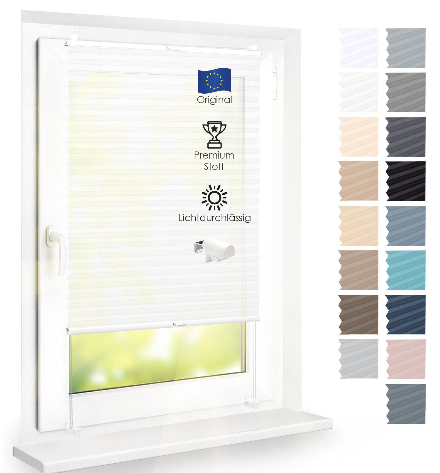 DomDeco Plissee Premium Plissee ohne Bohren, Sichtschutz, lichtdurchlässig, blickdicht, Klemmfix, Klemmfix, UV-beständig, modernes Design, stufenlos