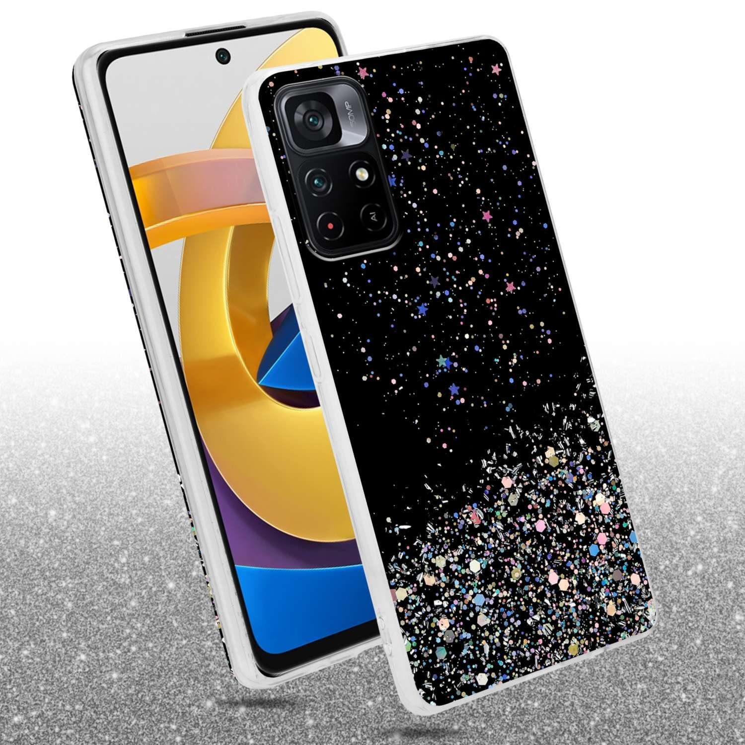 Cadorabo Handyhülle für Xiaomi POCO M4 PRO 5G Hülle Xiaomi POCO M4 PRO 5G, Flexible TPU Silikon Handy Schutzhülle - Hülle - mit Glitzer