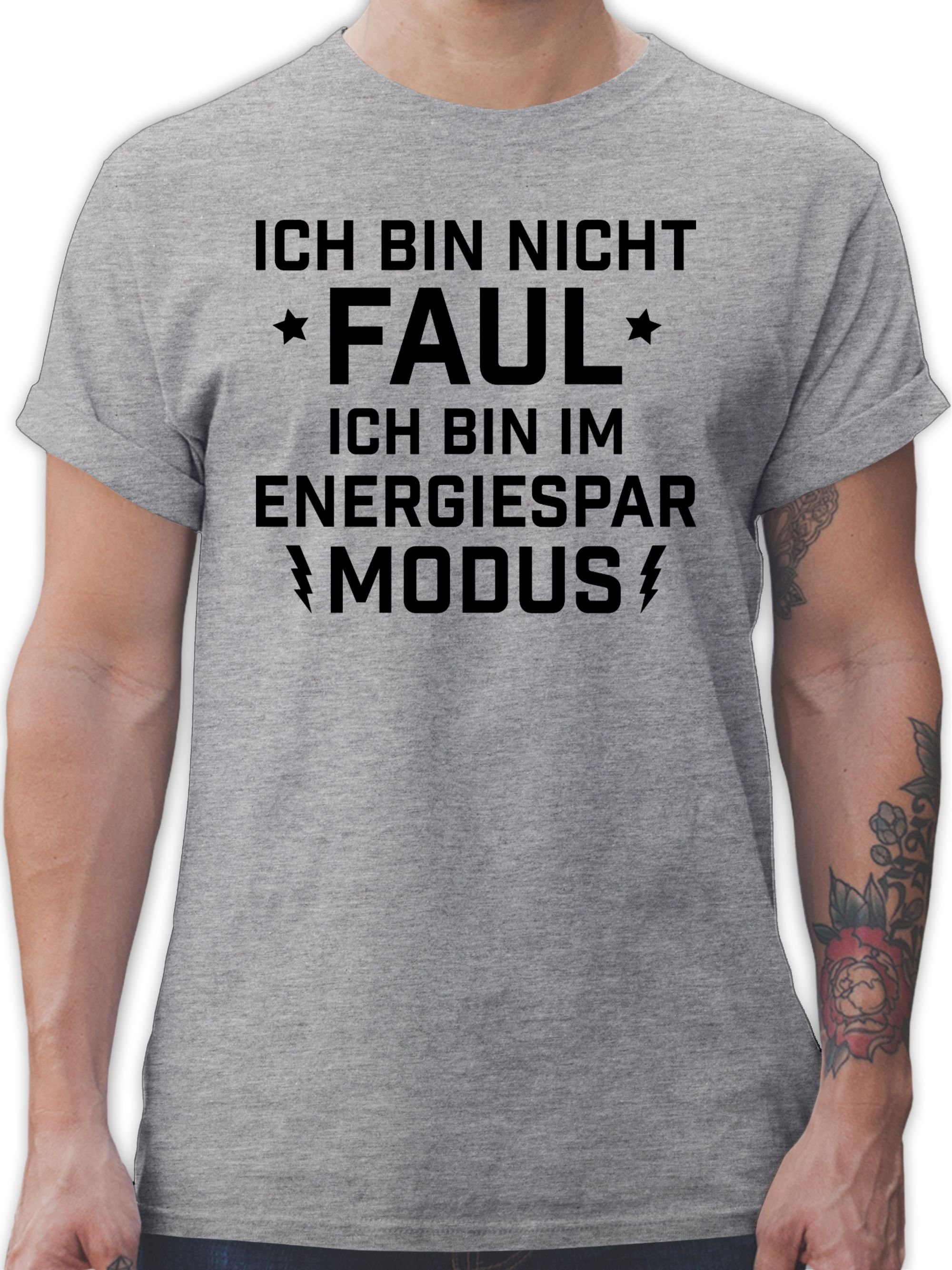 Shirtracer T-Shirt Ich bin nicht Faul - Energiesparmodus Sprüche Statement mit Spruch 02 Grau meliert