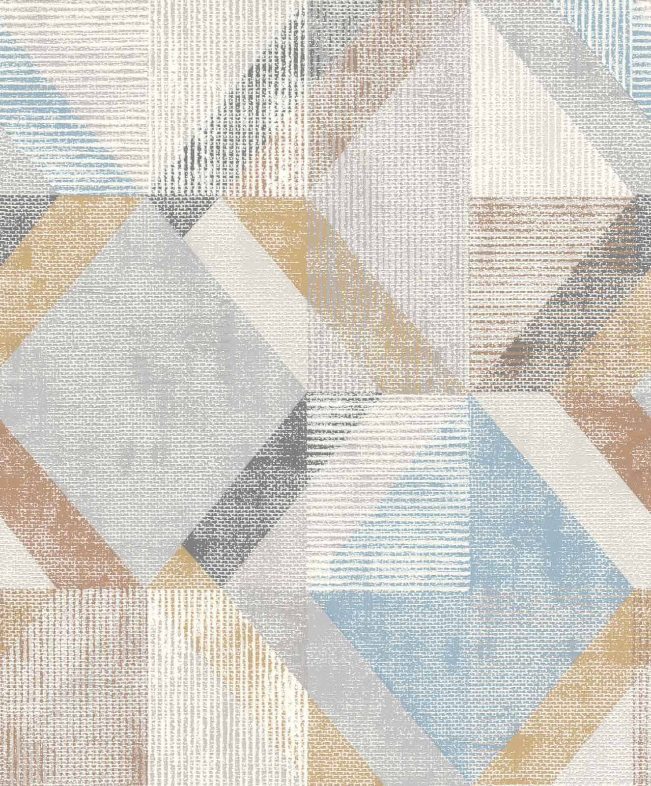 Rasch Vliestapete Struktur Grafik Dreiecke Grau Beige Blau 311907 Color You günstig online kaufen