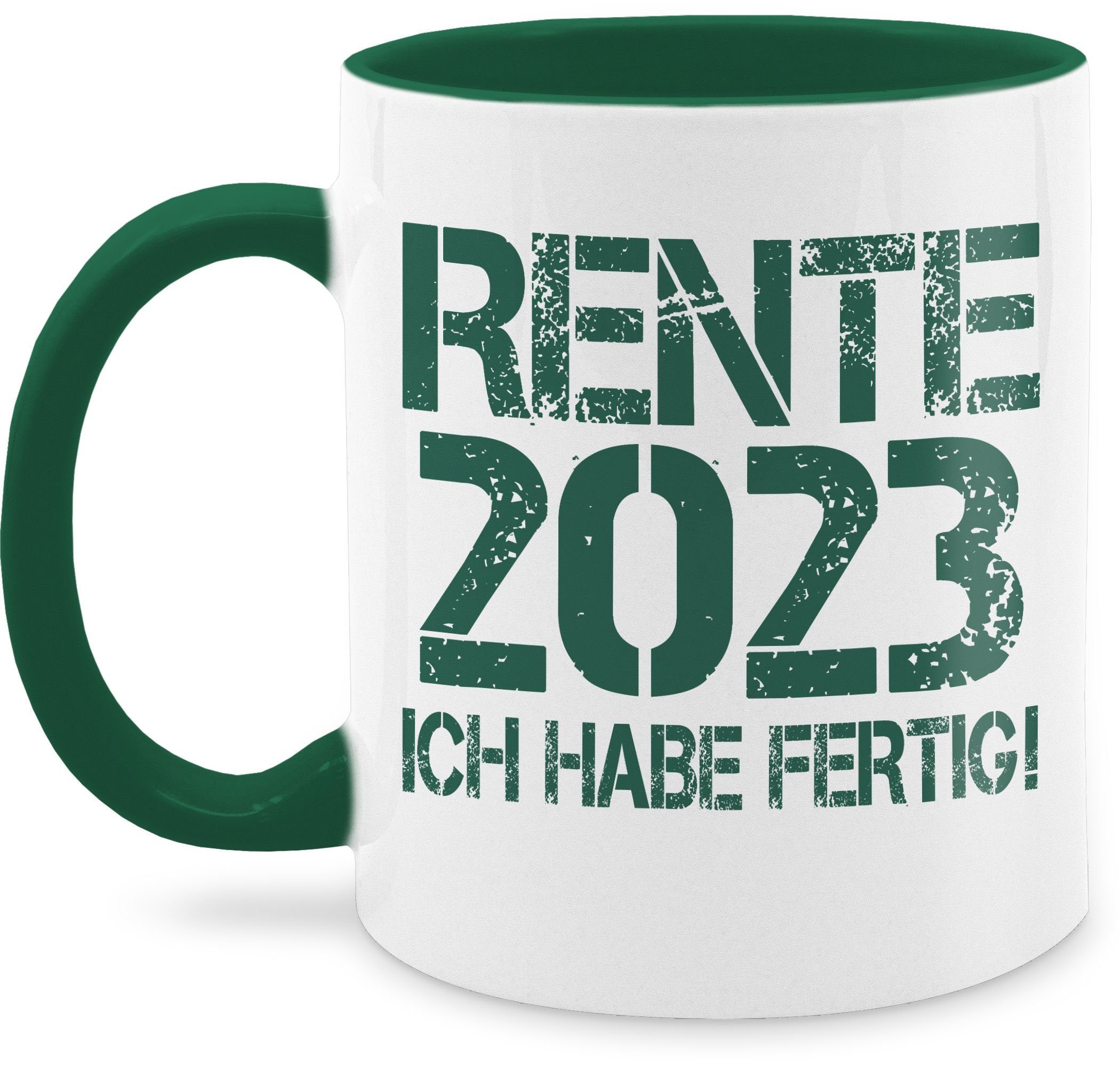 Tasse 2023 2 Petrolgrün petrol, Keramik, Shirtracer Geschenk Kaffeetasse Rente - Rente