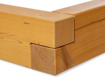 Moebel-Eins Massivholzbett, CURBY Balkenbett mit Kopfteil, Wangenfuß, Material Massivholz