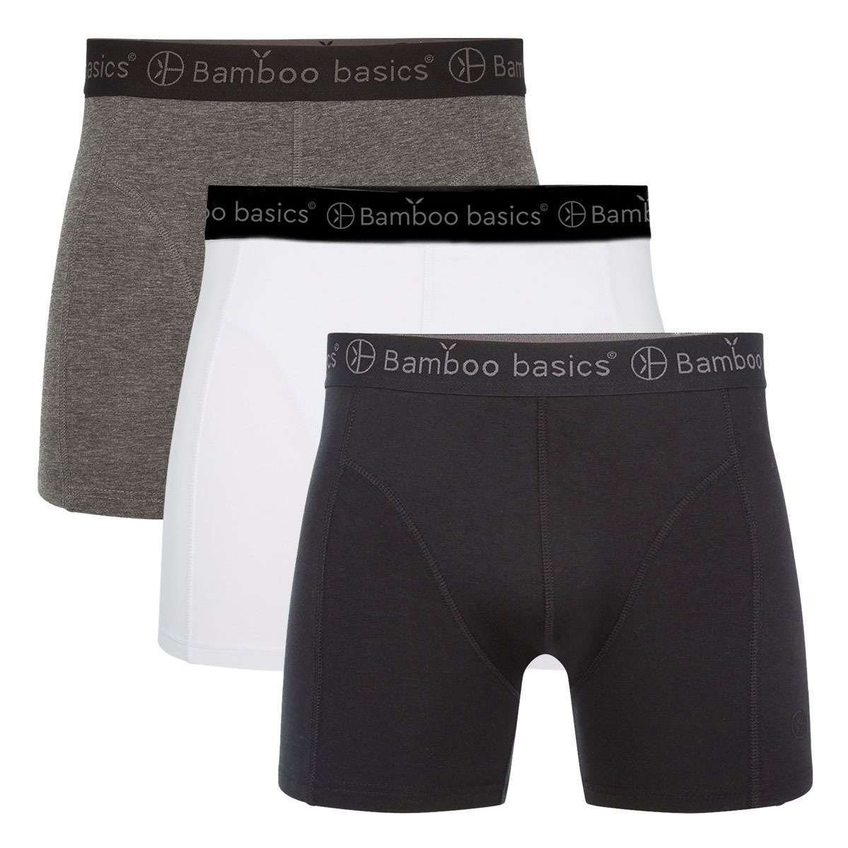 Bamboo basics Boxer Herren Boxer Shorts RICO, 3er Pack - atmungsaktiv Schwarz/Weiß/Grau